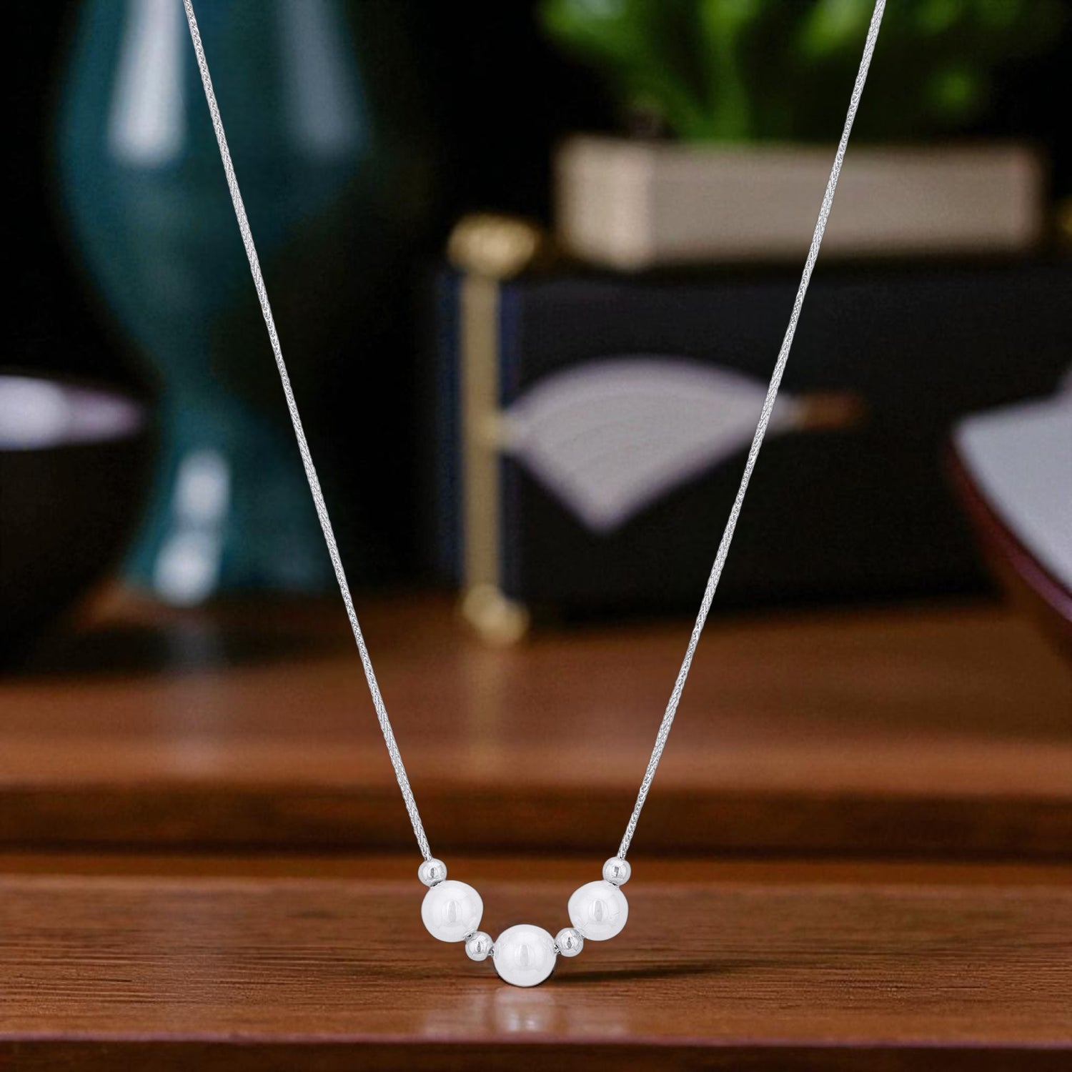 925 Sterling Silver Regal Pearl Arc Chain For Women