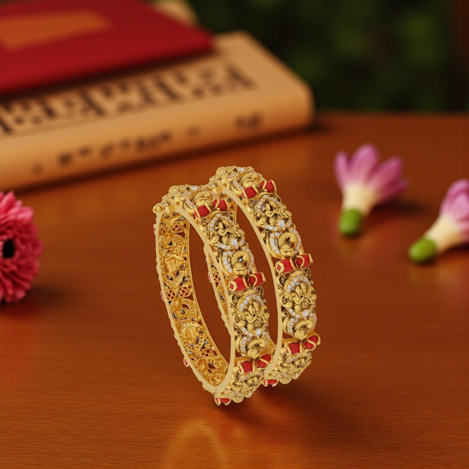 925 Sterling Silver Regal Ramayana Crest Open bangle for Women