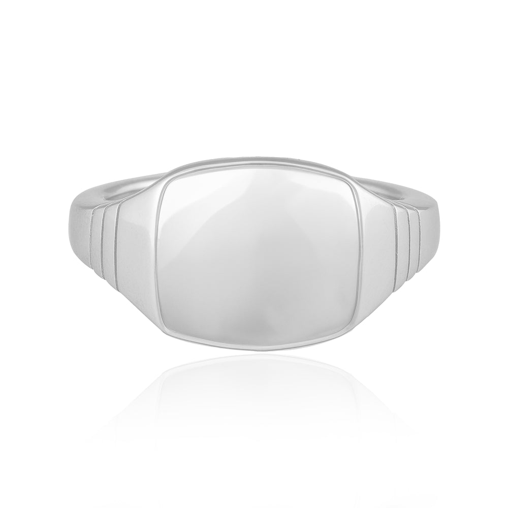 925 Sterling Silver Rhodium Classic Engraving Ring - Main Image
