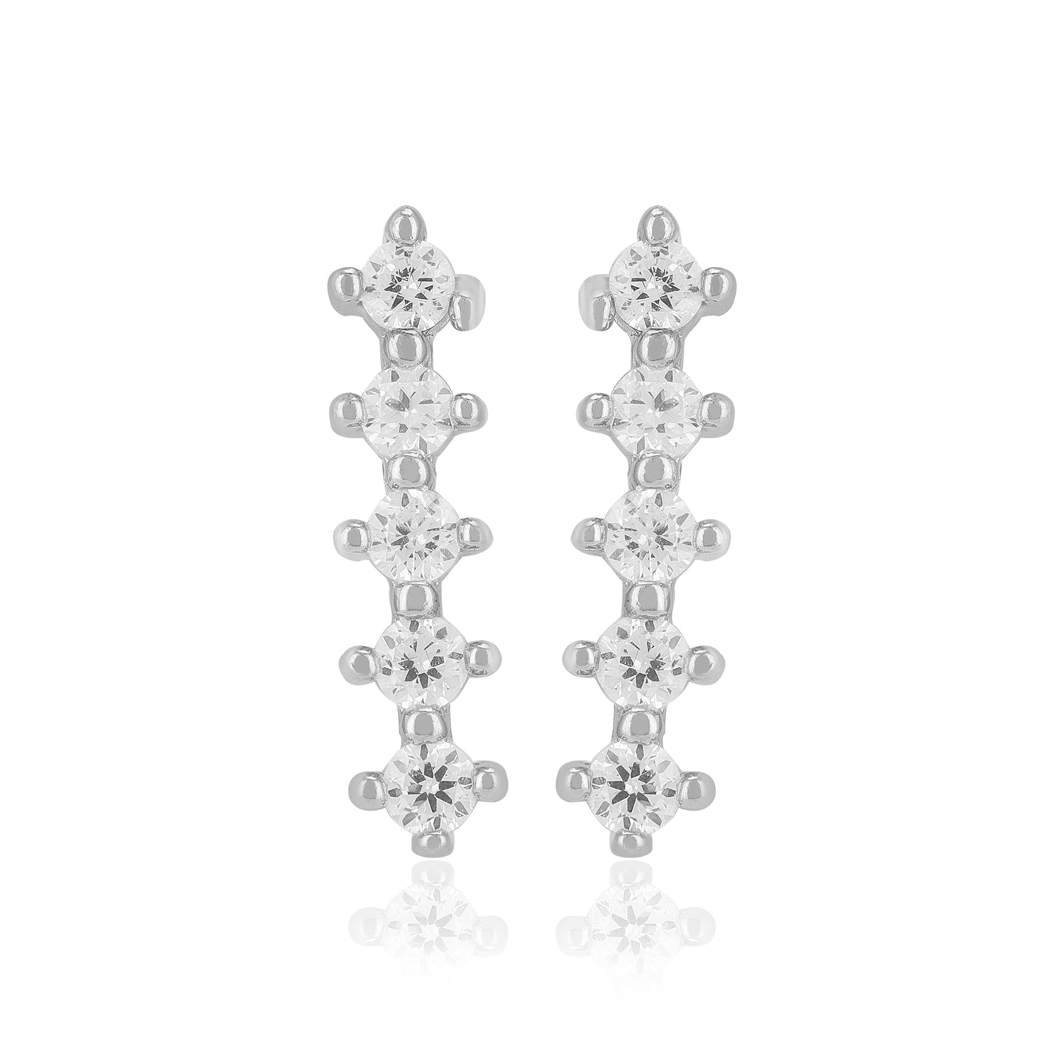 925 Sterling Silver Five Stone Drop Earrings For Women