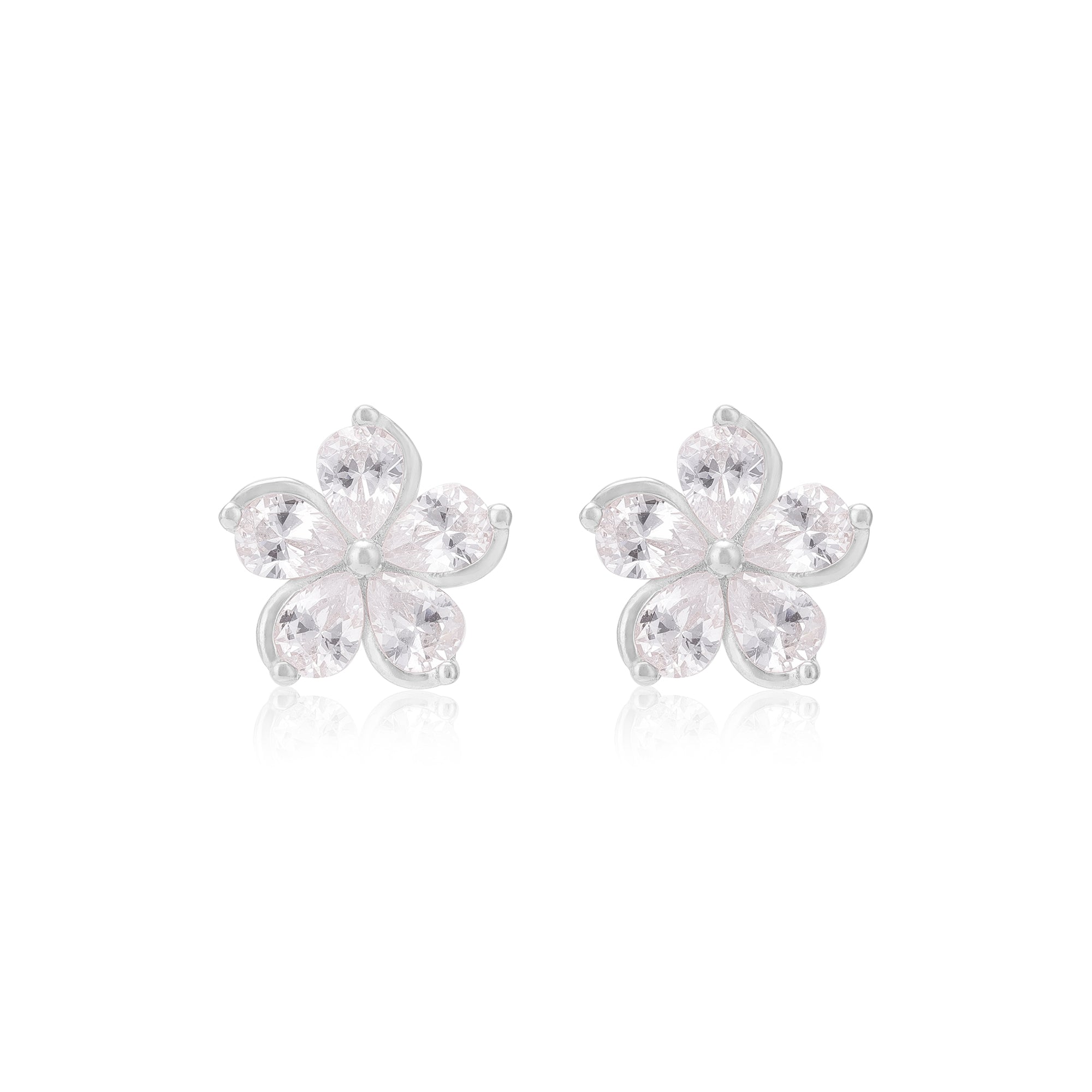 925 Sterling Silver Flower Pattern Earrings For Women