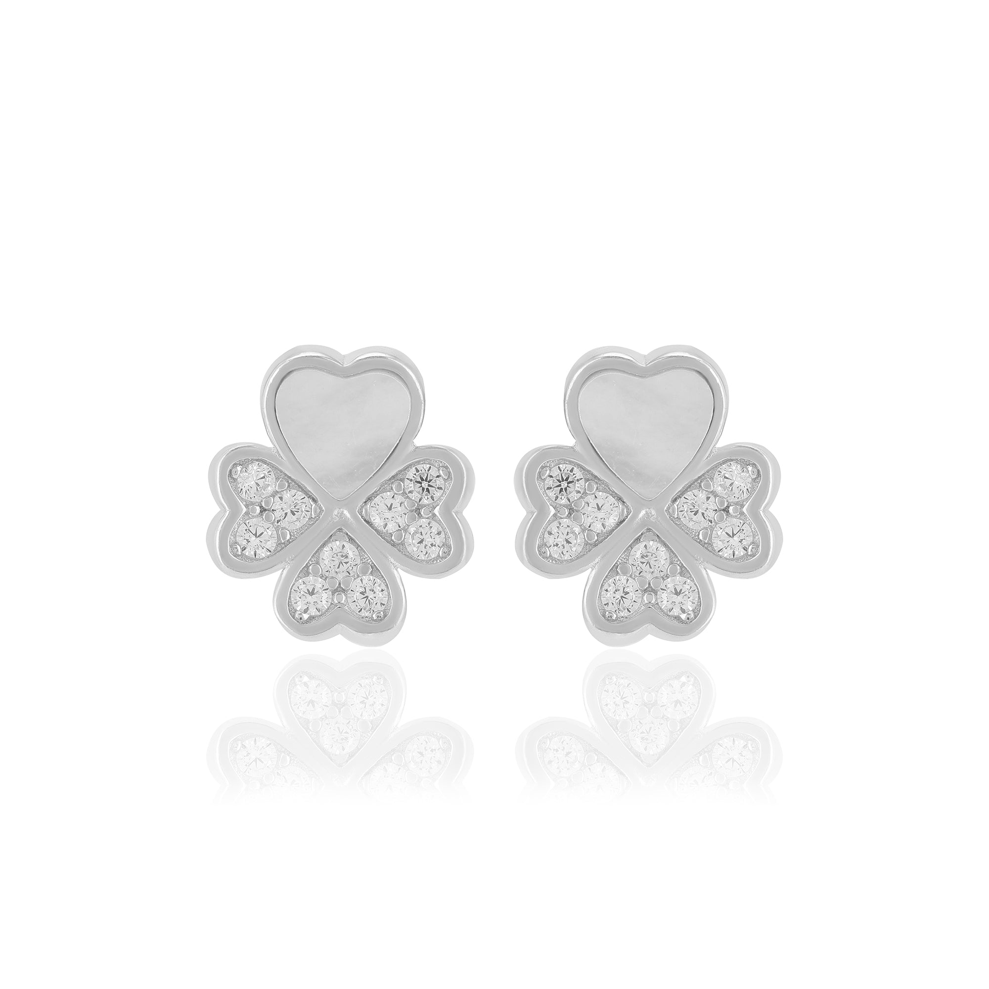 925 Sterling Silver Heart Shaped Petals Earrings For Women