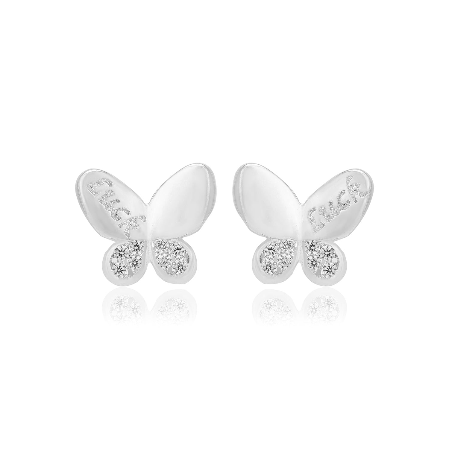 925 Sterling Silver Lucky Printed Butterfly Earrings For Women