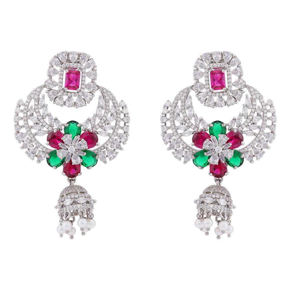 925 Sterling Silver Rhodium Pearl Dangles Earring