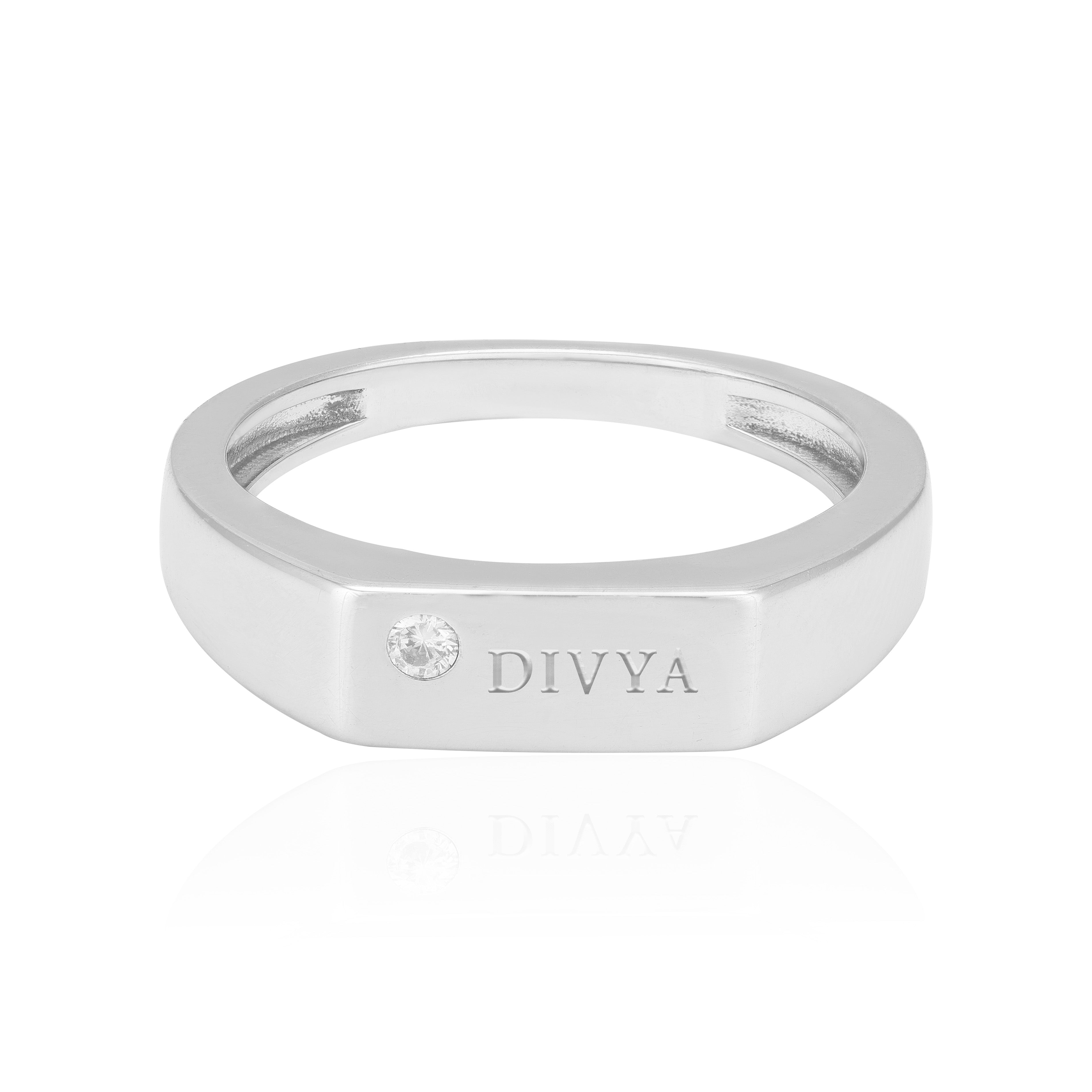 925 Sterling Silver Rhodium Plated Elite Rectangle Plain Ring