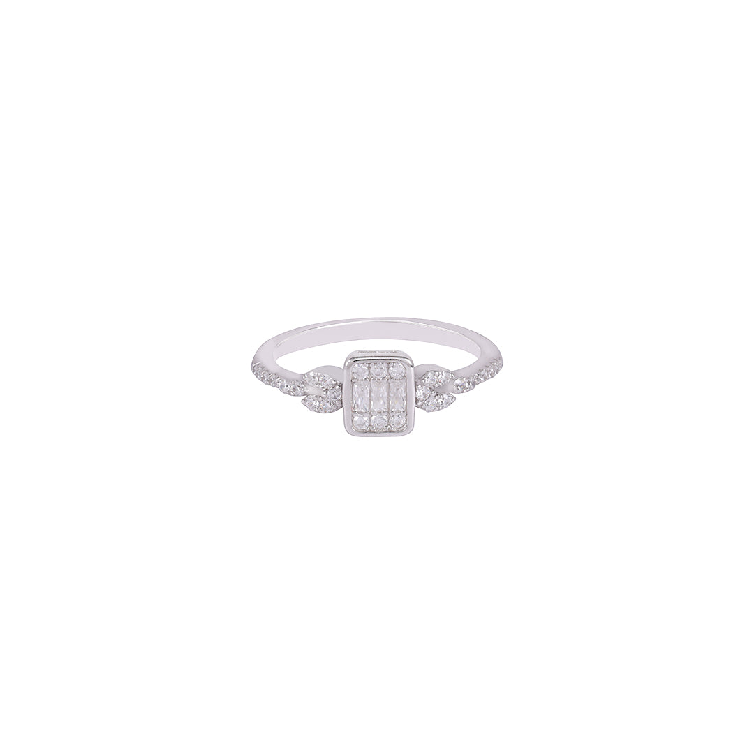 925 Sterling Silver Rhodium Plated White Cubic Ring