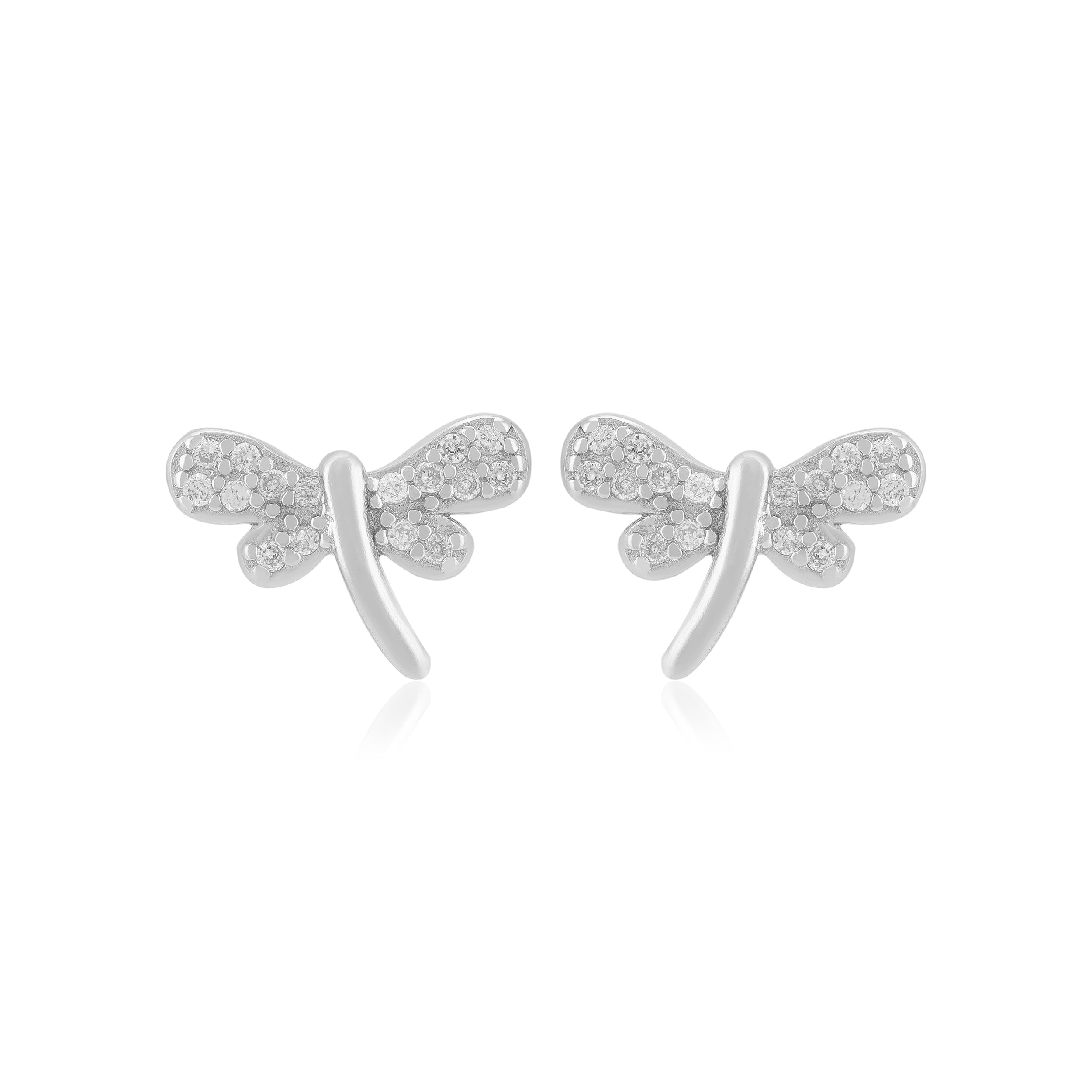 925 Sterling Silver Shimmering Dragon Fly Earrings For Women