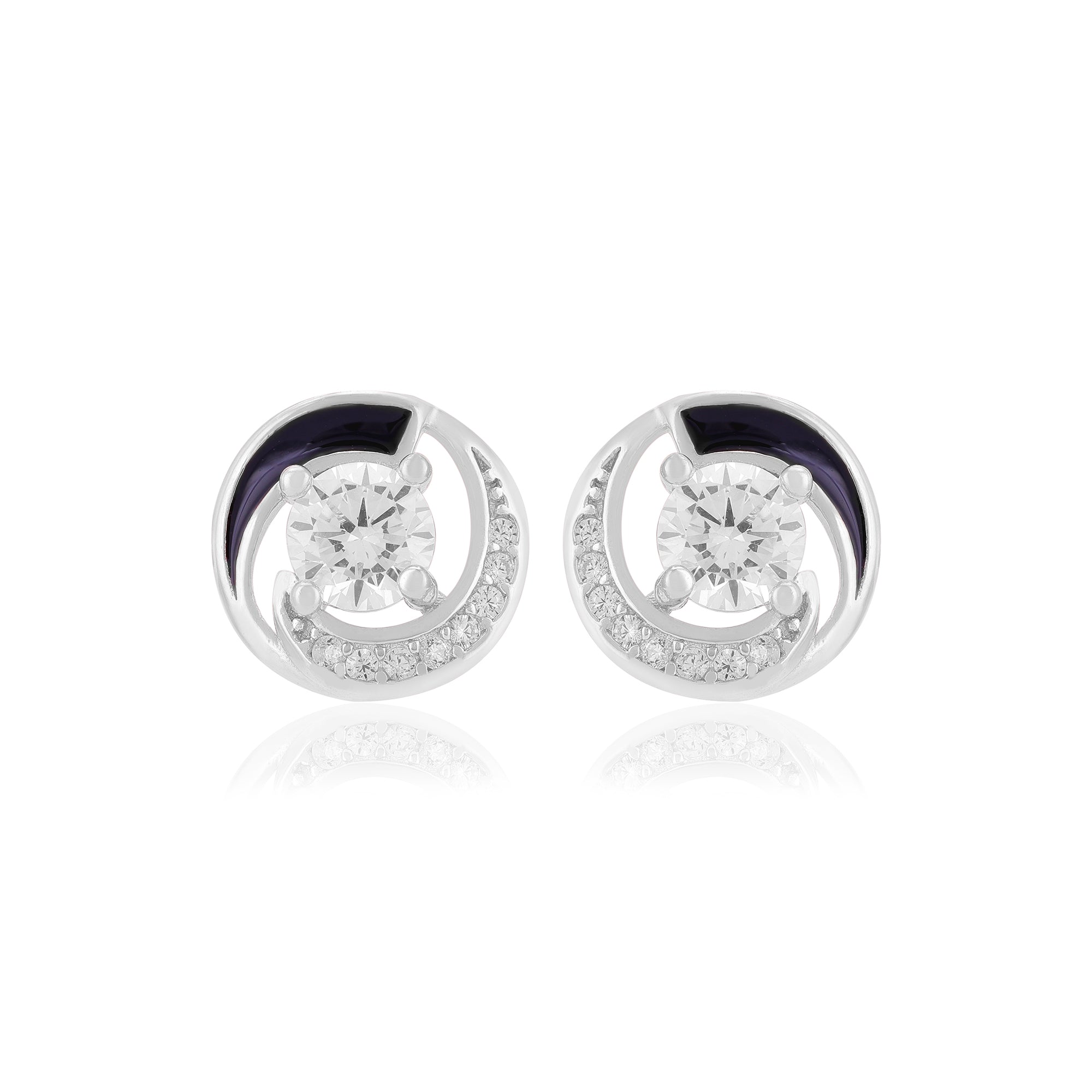 925 Sterling Silver Solitary Stone Enamel Infused Earrings For Women