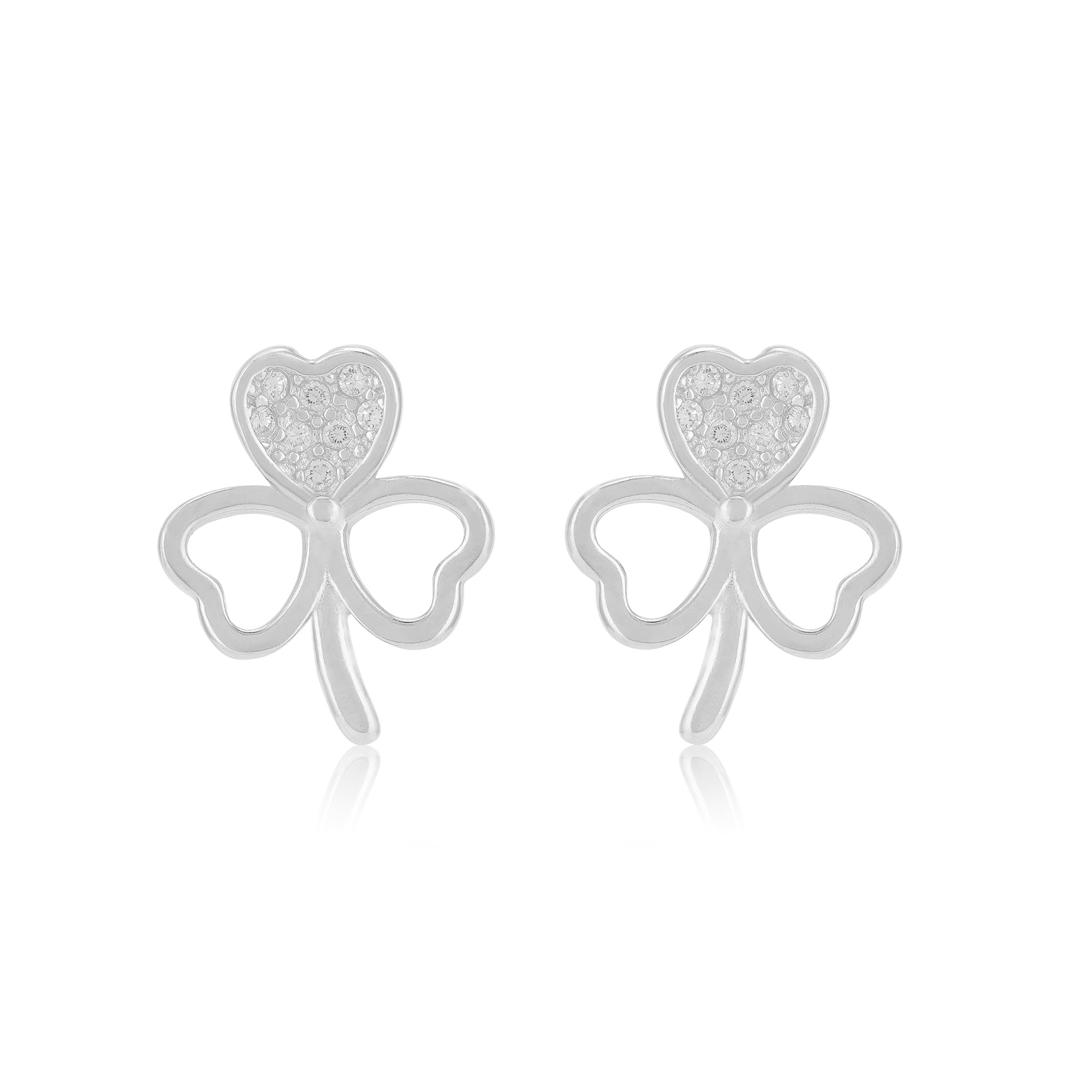 925 Sterling Silver Three Petals Clover Earrings For Women