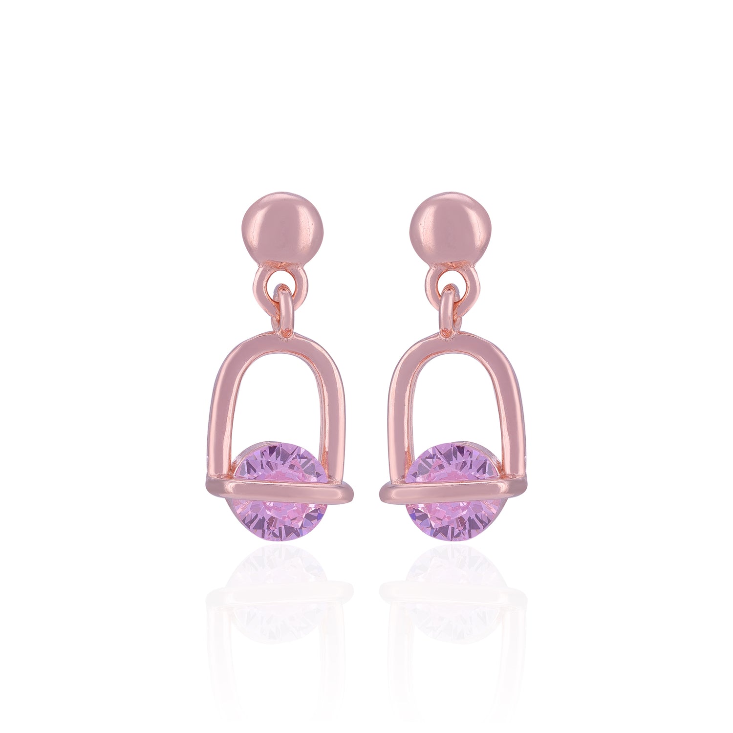 Pink earrings with purple gemstones