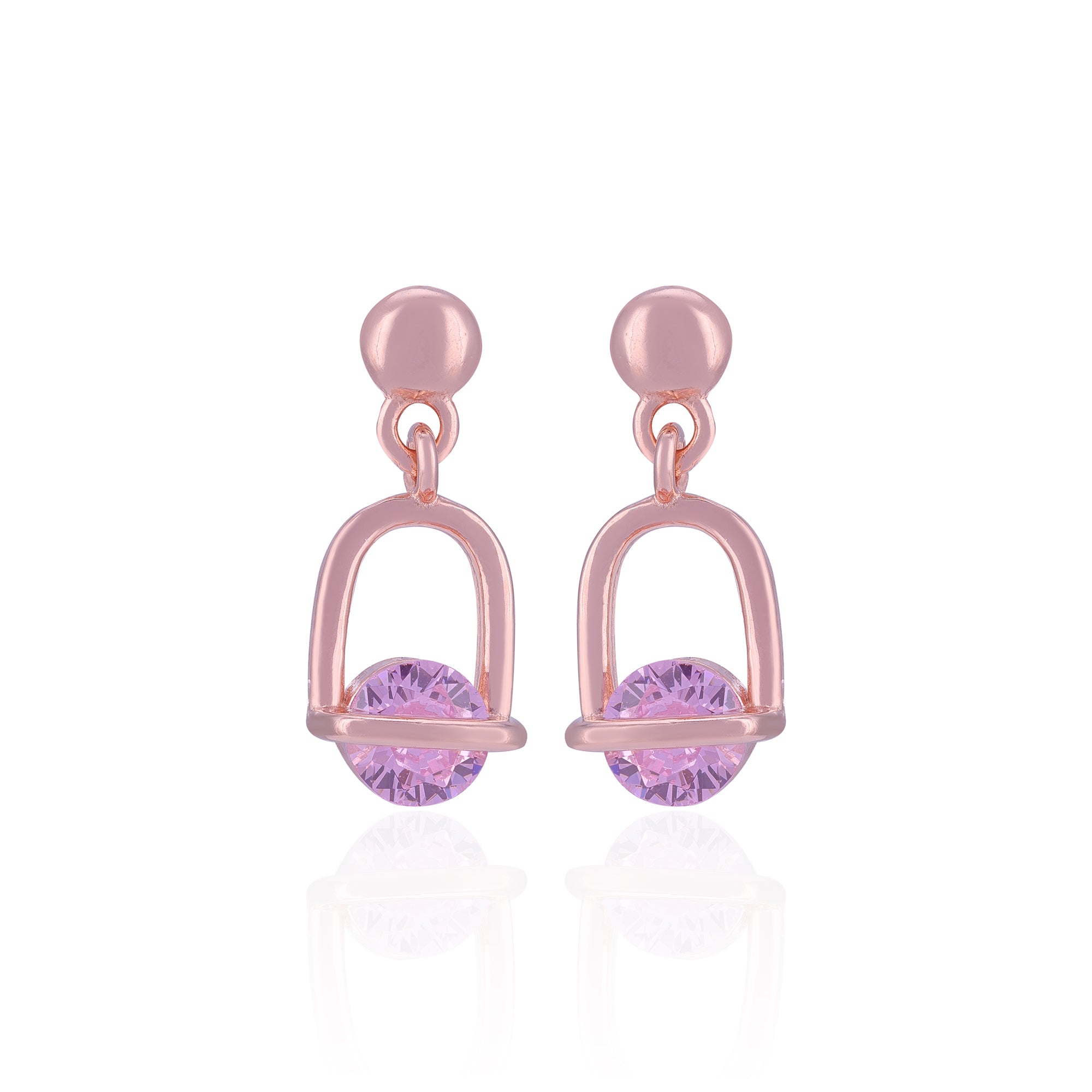 Pink earrings with purple gemstones
