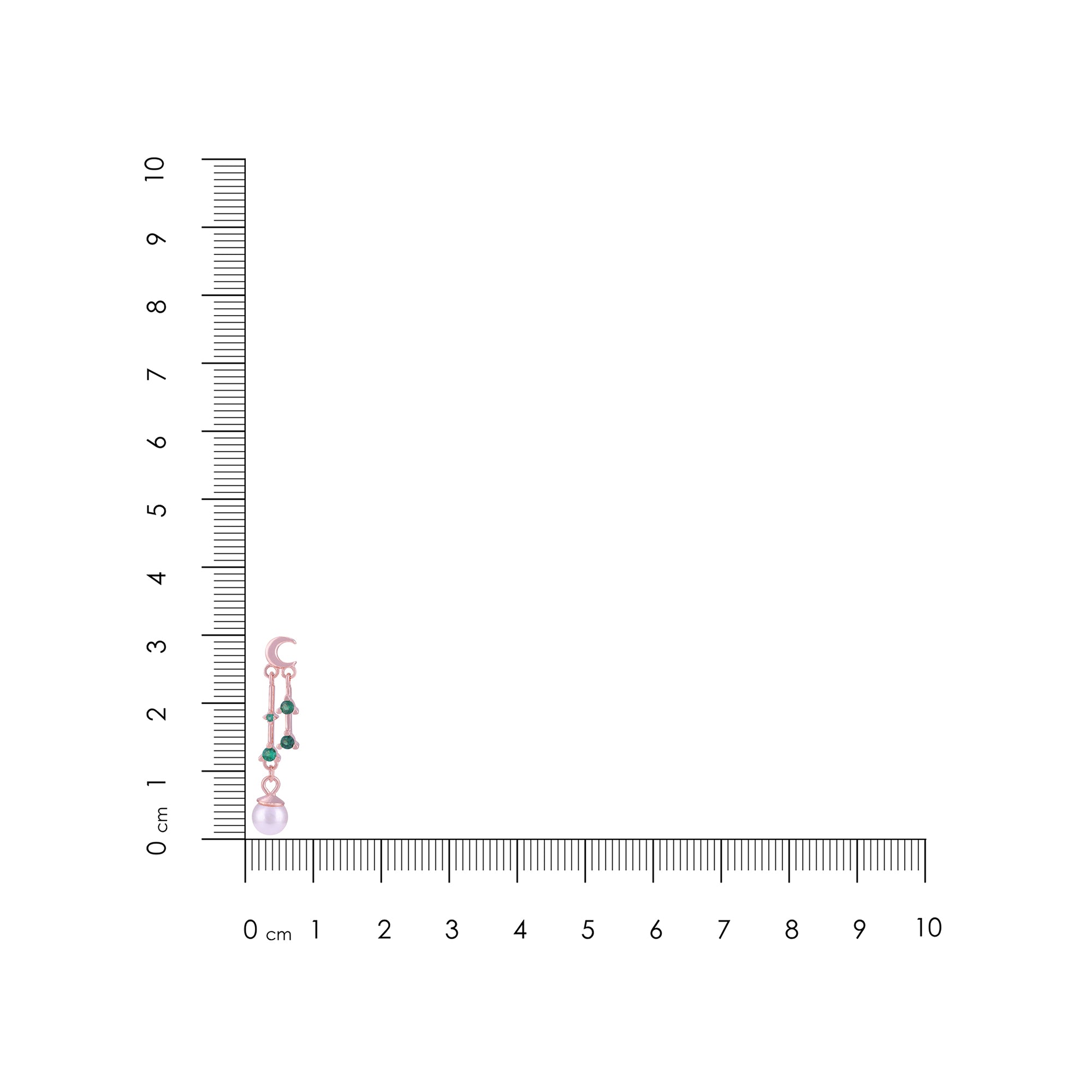 Jewelry with a pink and green pendant on a ruler for scale