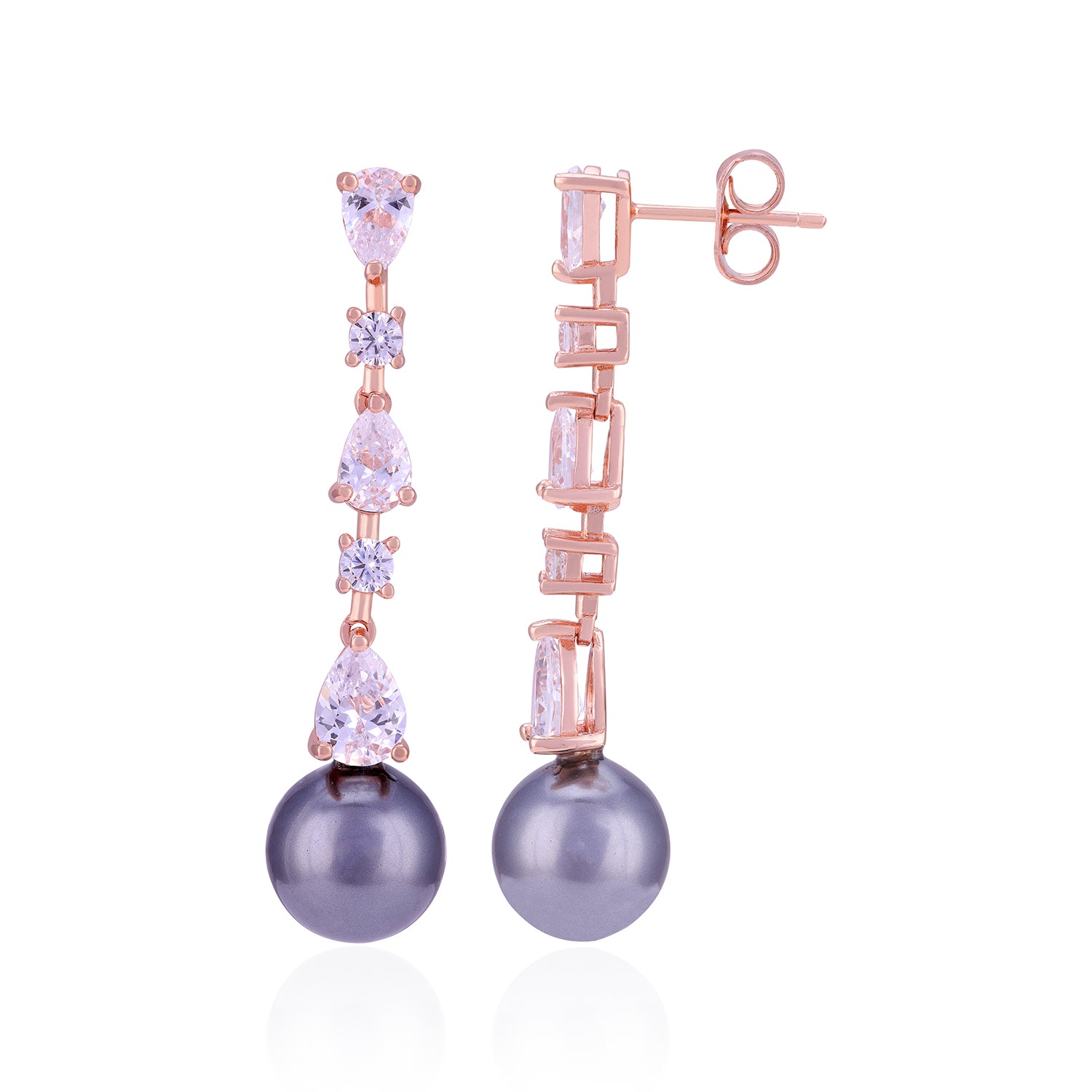 925 Sterling Silver Rose-Tone Pear Drop Earring for Women