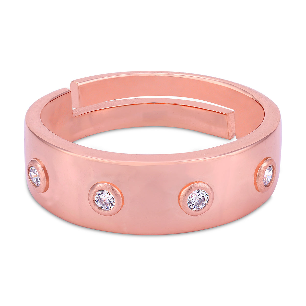 925 Sterling Silver Rose Gold Finish Bold Flat Band Ring for Men