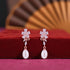 925 Sterling Silver Rose Gold Floral Vine Sparkling Stones Pearl Drop Earrings for Women