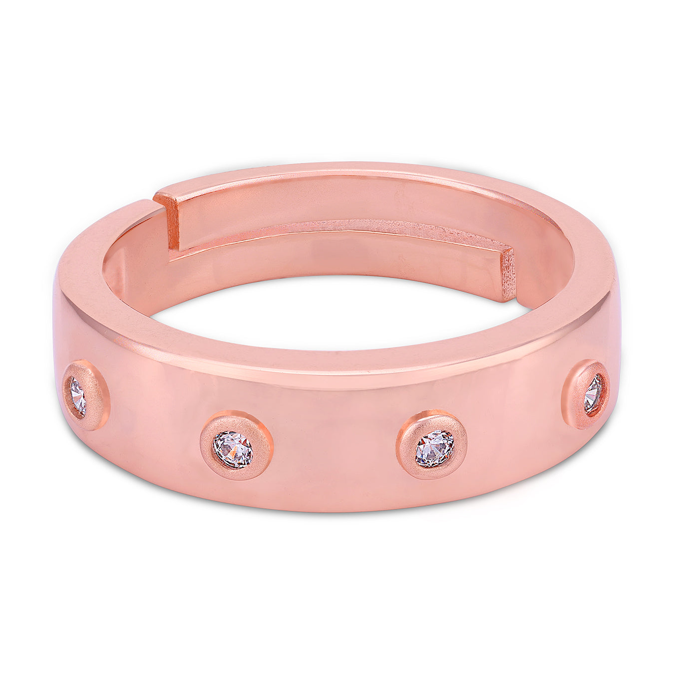 925 Sterling Silver Rose Gold Minimalist with Flush Bezel Ring for Women