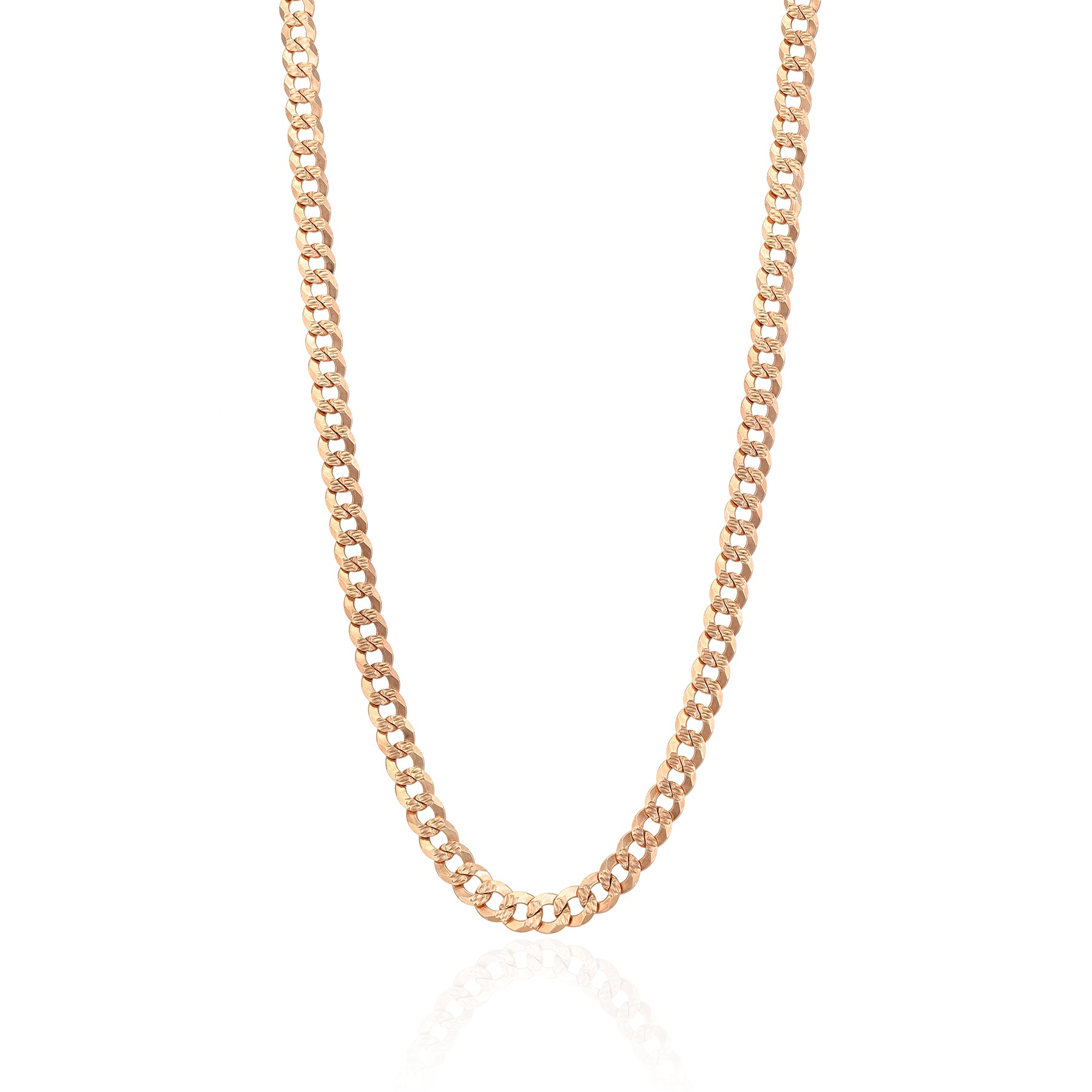 925 Sterling Silver Rose Gold Plated Dominus Curb Chain for Men