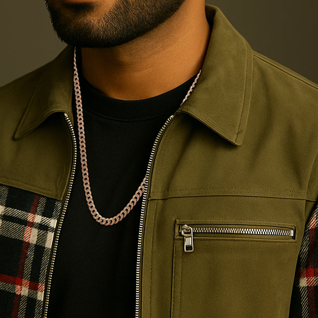 925 Sterling Silver Rose Gold Plated Dominus Curb Chain for Men