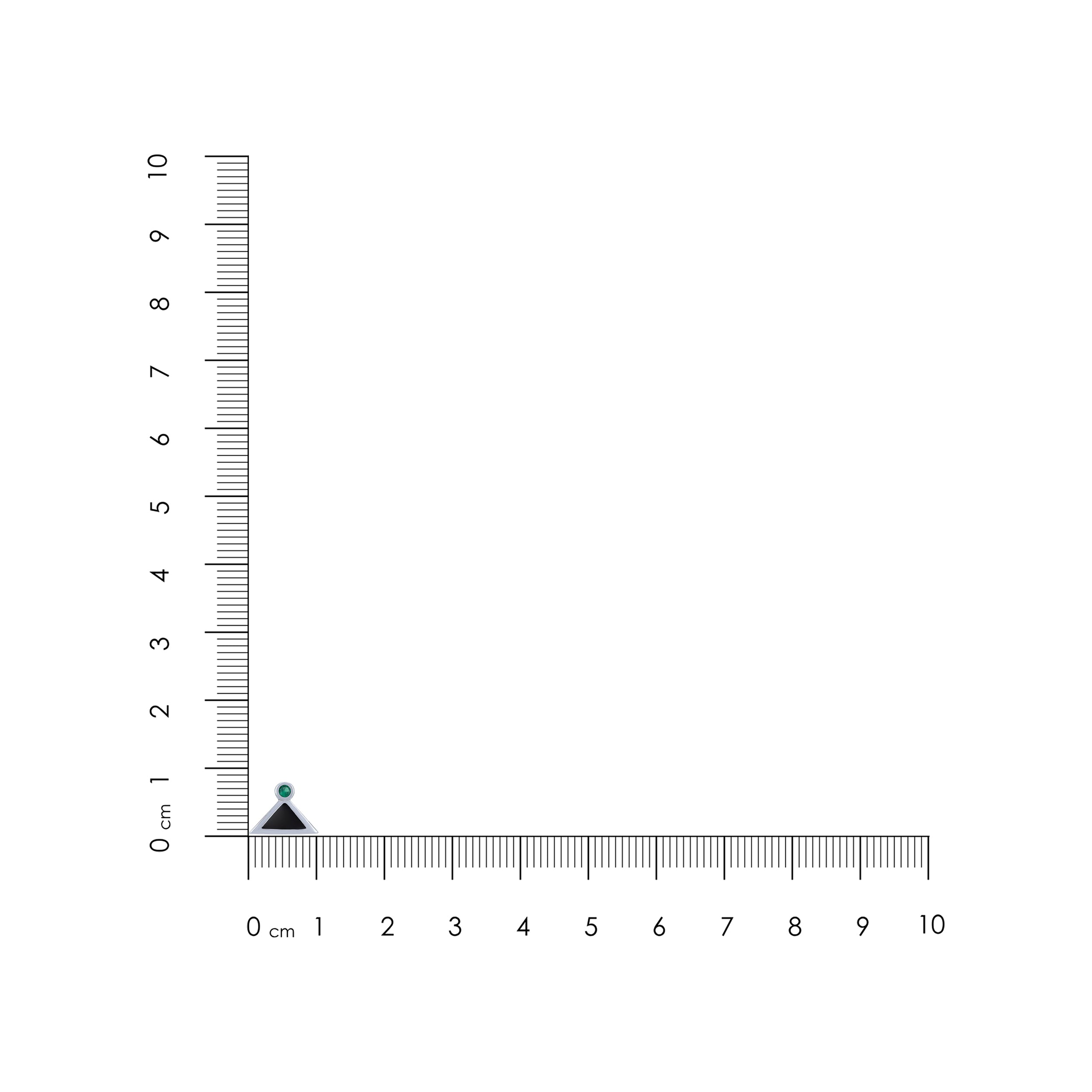 Small green object on a ruler for scale