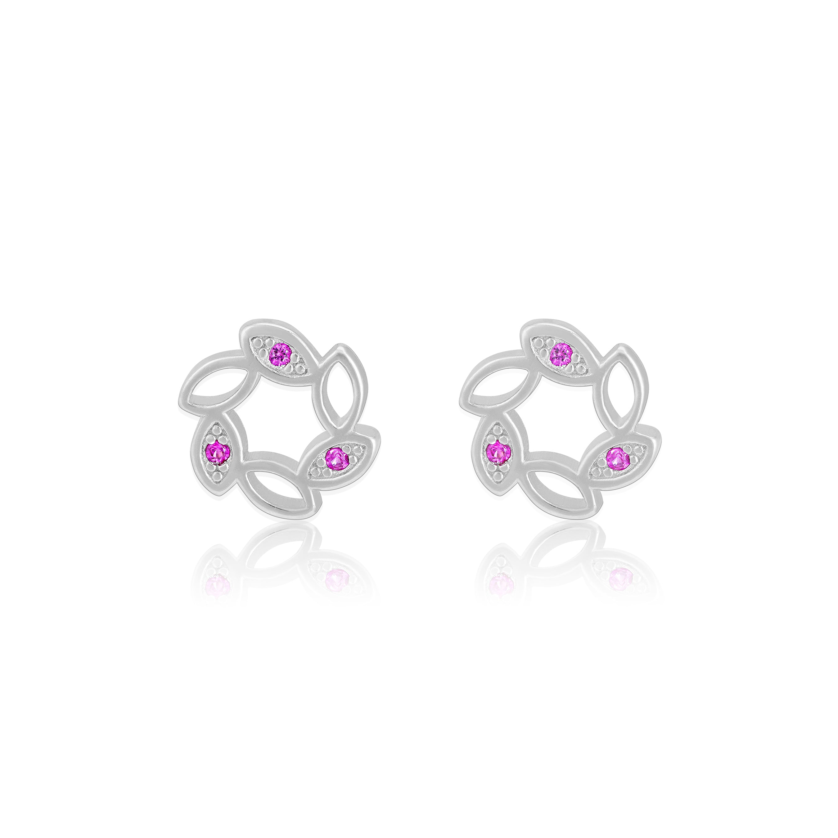 925 Sterling Silver Rosette Circle Rhodium Plated Earrings For Women