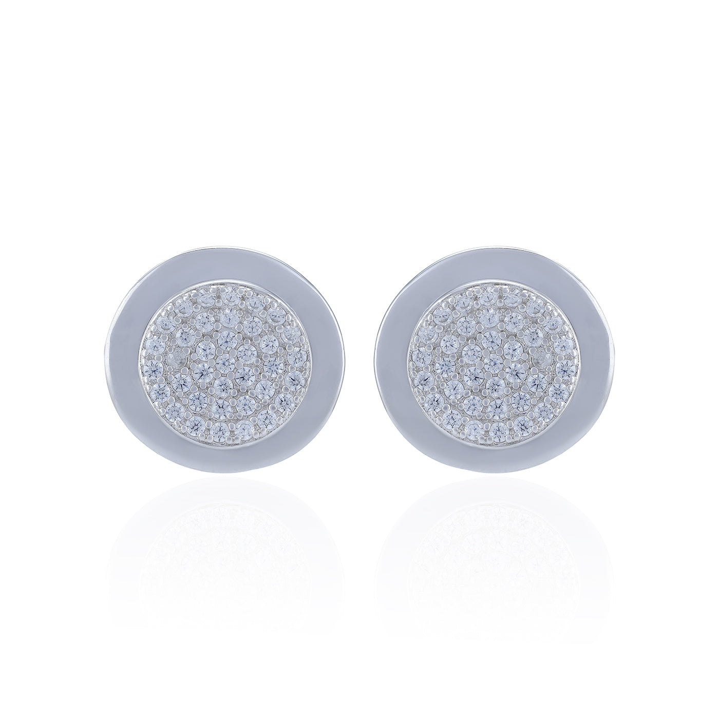 925 Sterling Silver Round Halo Crystal Stud for Women