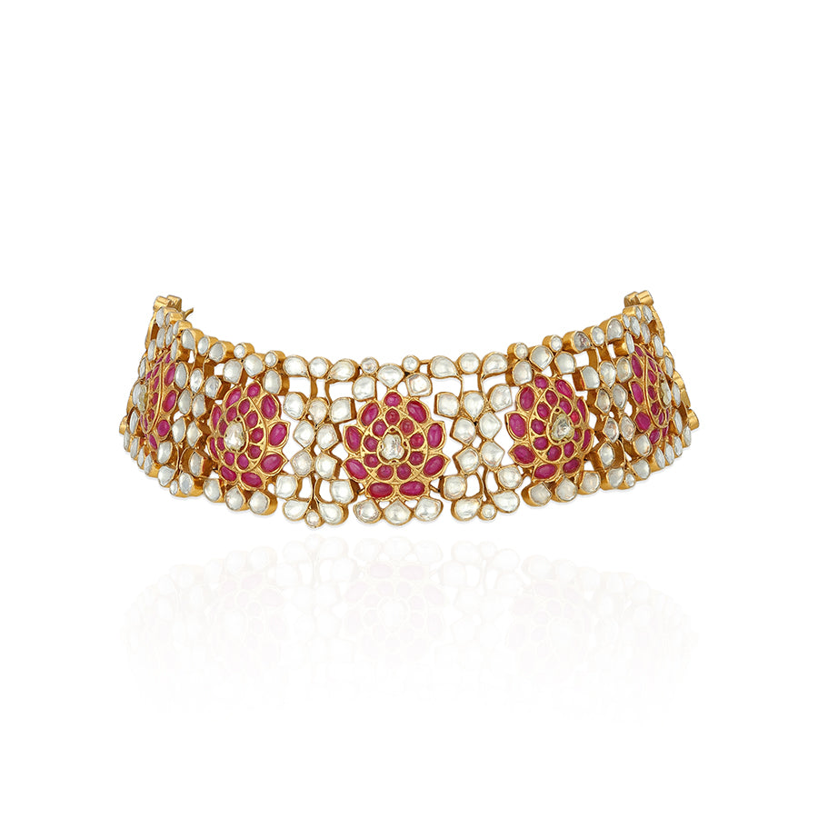 925 Sterling Silver Royal Blossom Pearl Choker for Women