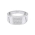 925 Sterling Silver Satin Finish Broad Band Diamond Grid Center Side Row Accents Ring for Men