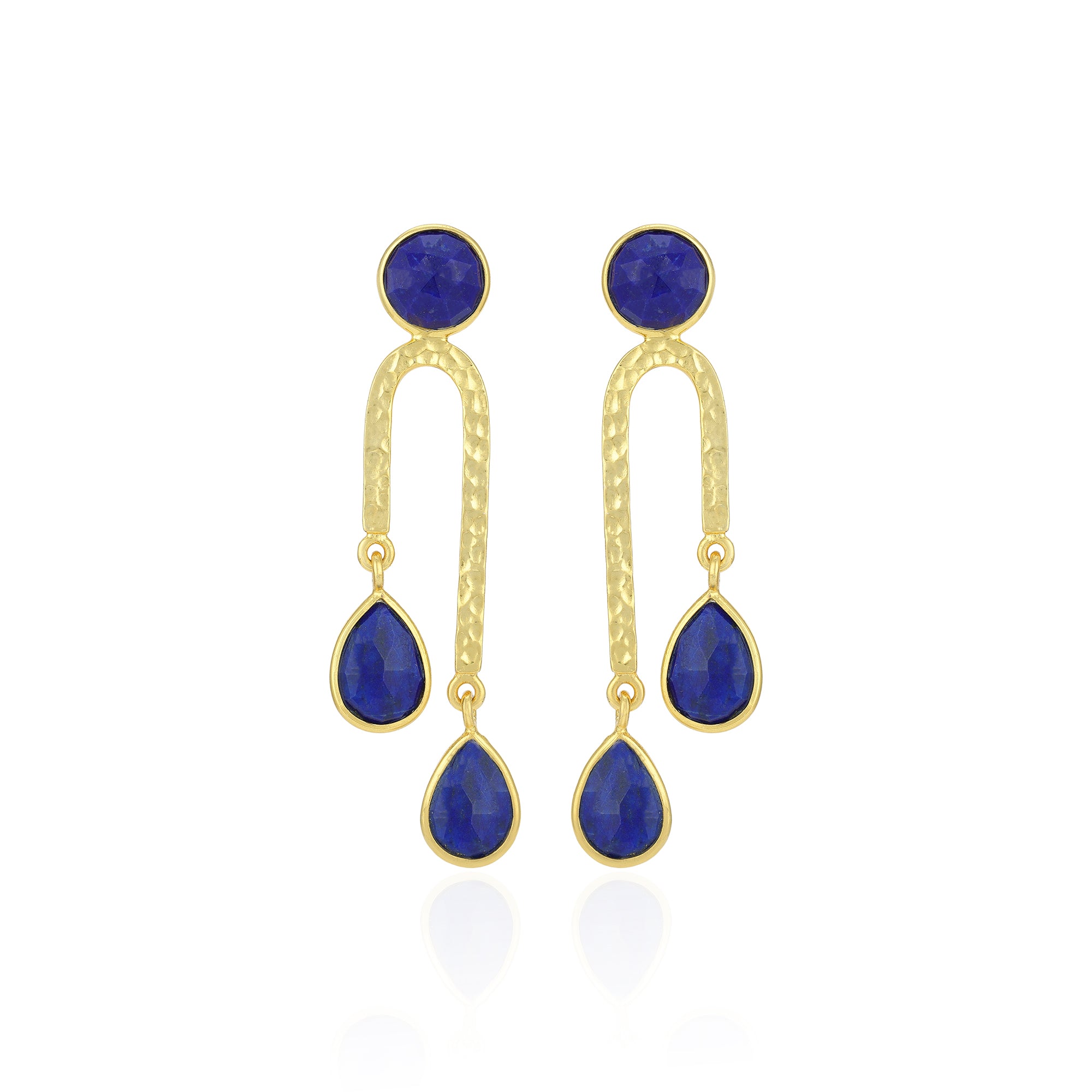 925 Sterling Silver Sculpted Blue Teardrop Earrings for Women