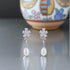 925 Sterling Silver Sculpted Blossom Crystal Petal Dangling Pearl Earrings for Women
