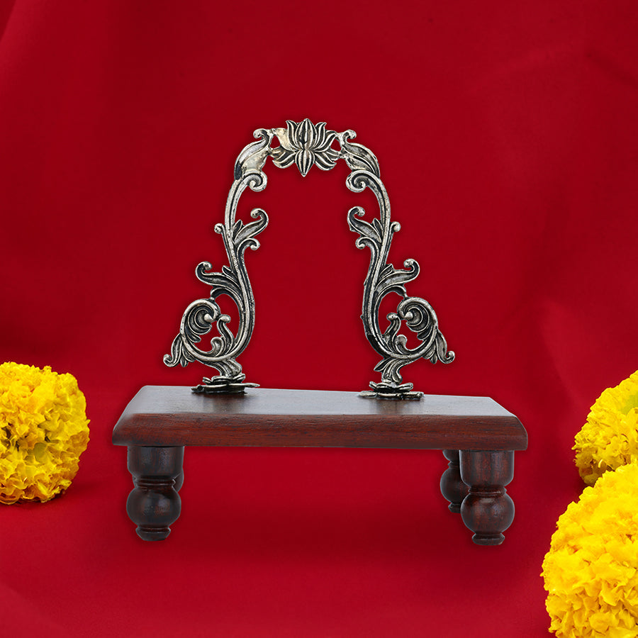 925 Sterling Silver Simhasanam With Rosewood For Pooja