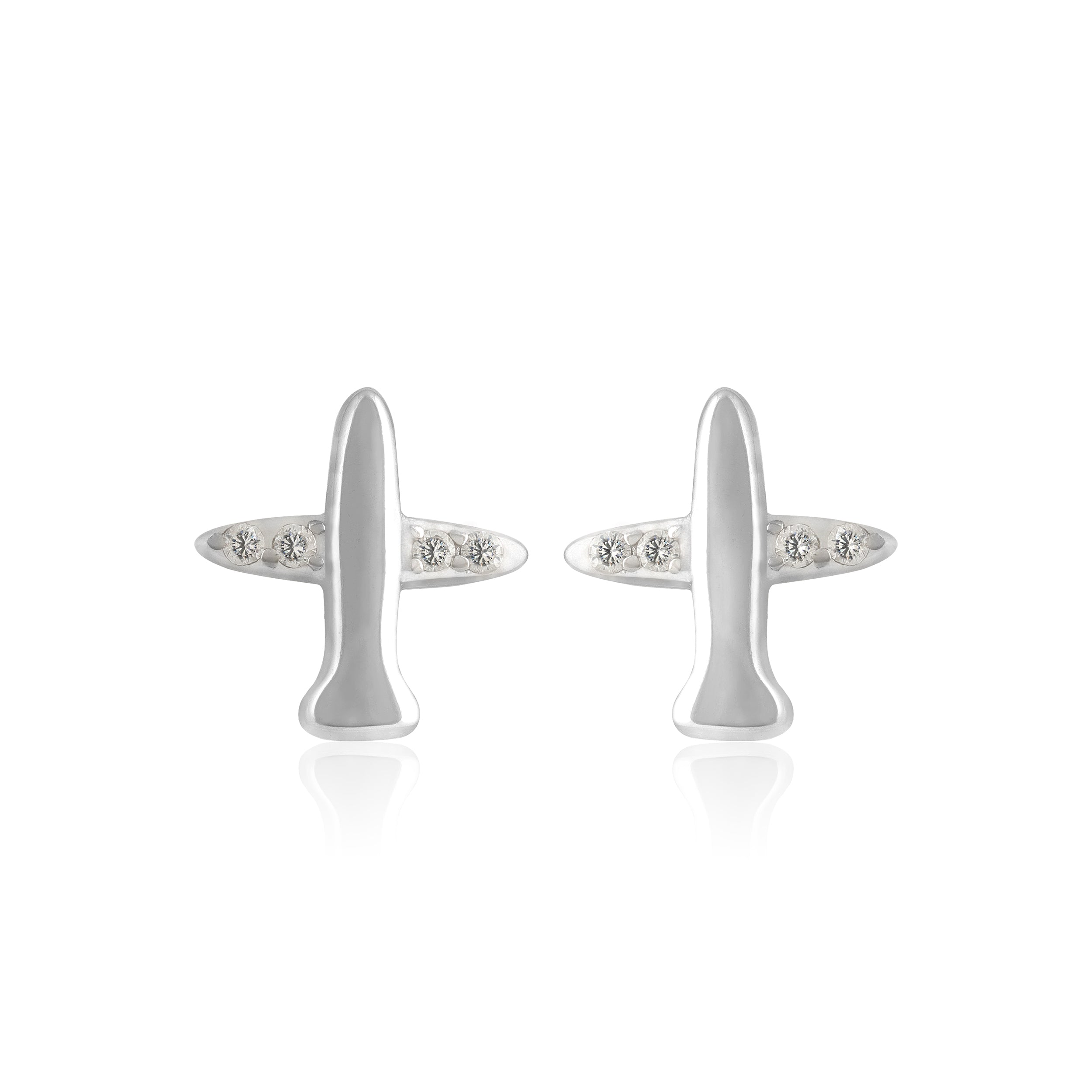 925 Sterling Silver Sky Flyer Rhodium Plated Stud For Kids