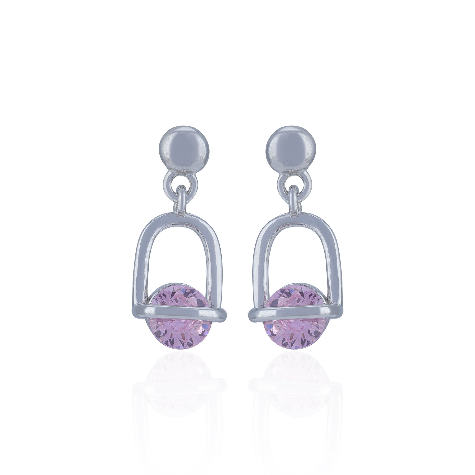 925 Sterling Silver Sleek Arch Lavender Gem Earring for Women