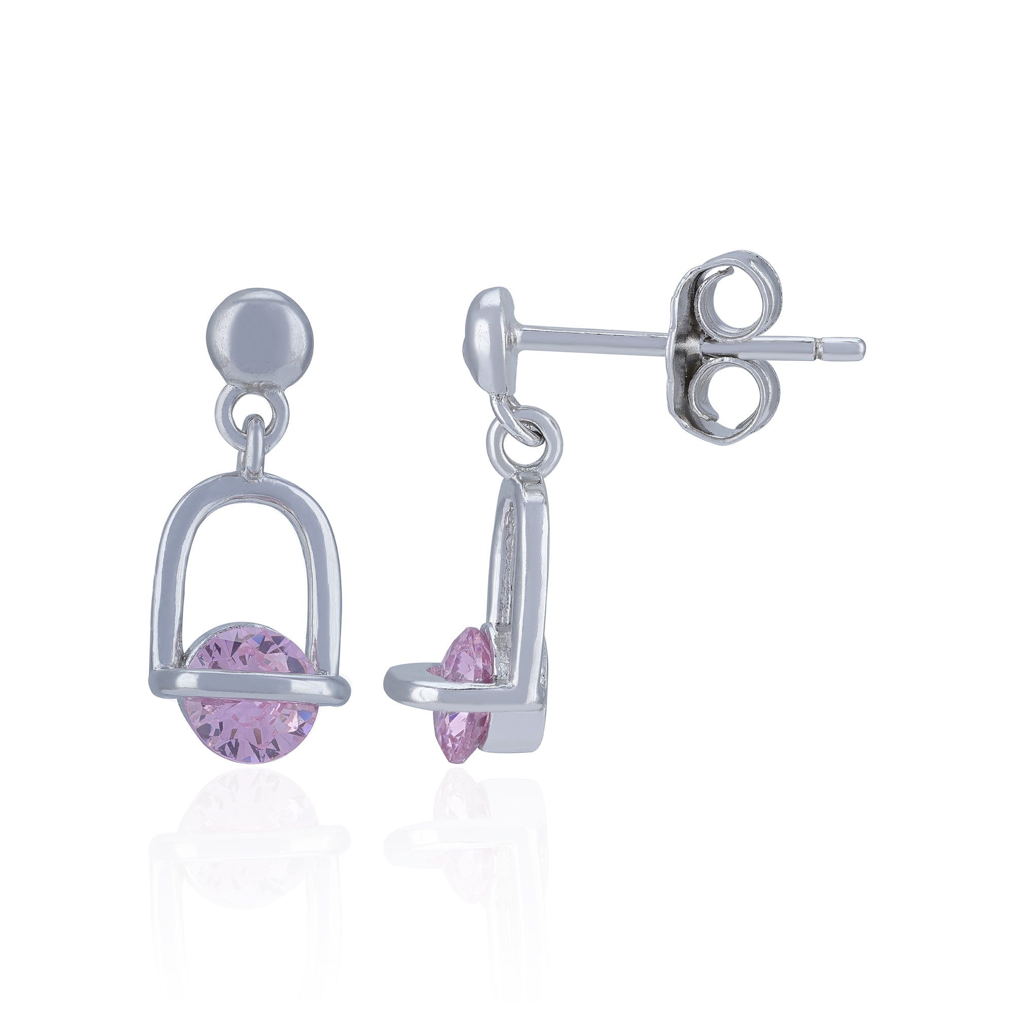 925 Sterling Silver Sleek Arch Lavender Gem Earring for Women