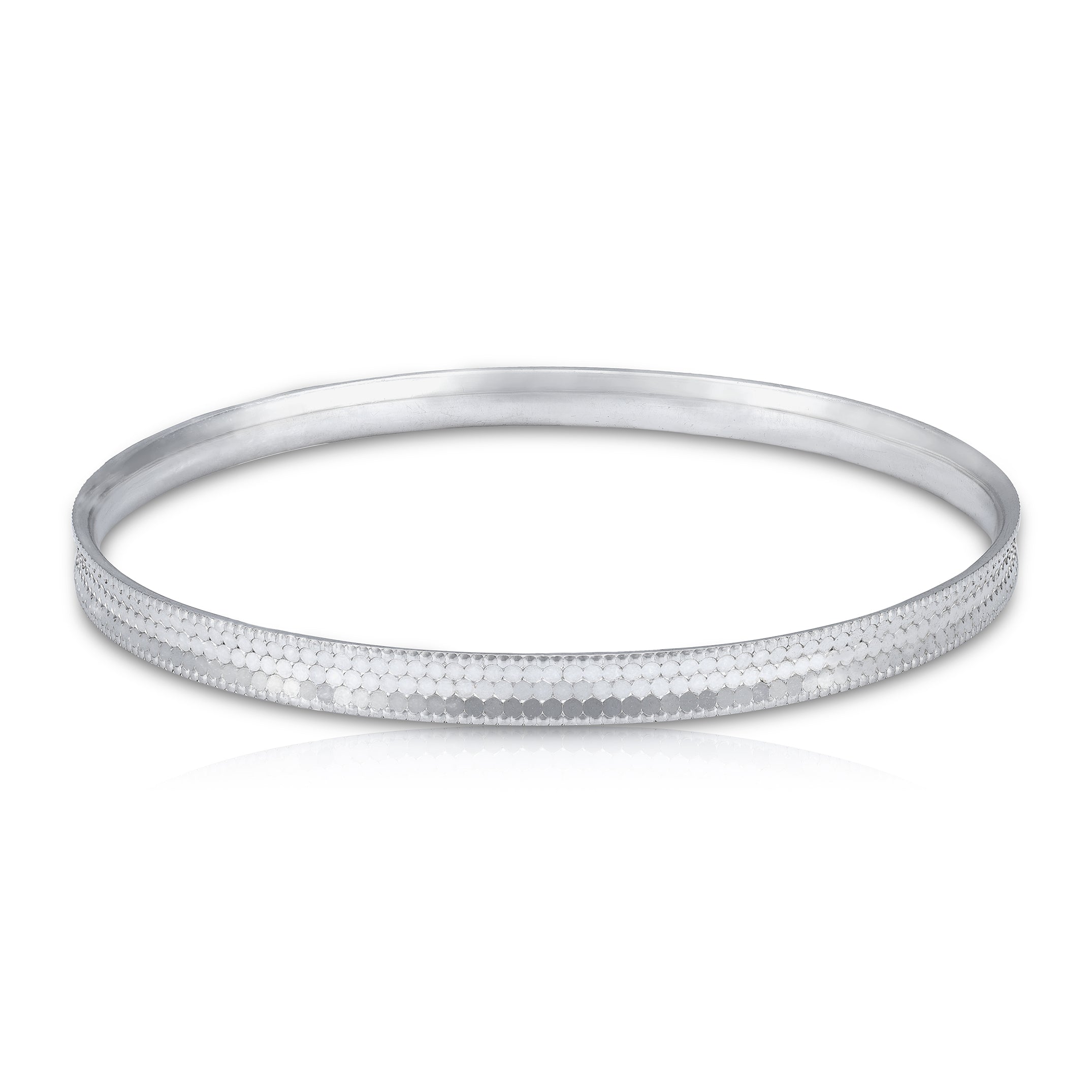 925 Sterling Silver Sleek Textured Edge Minimalist Bangle for Women