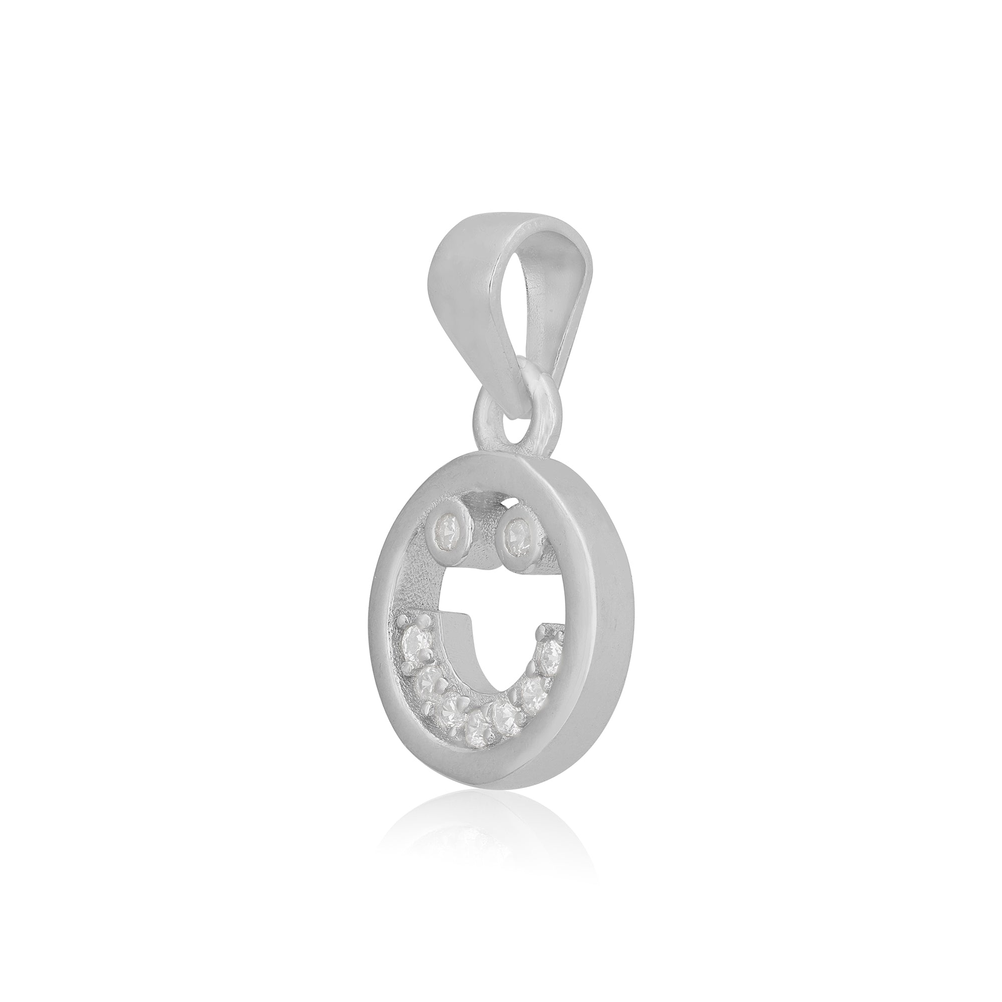 925 Sterling Silver Smiley Emoji Rhodium Plated Pendants For Women