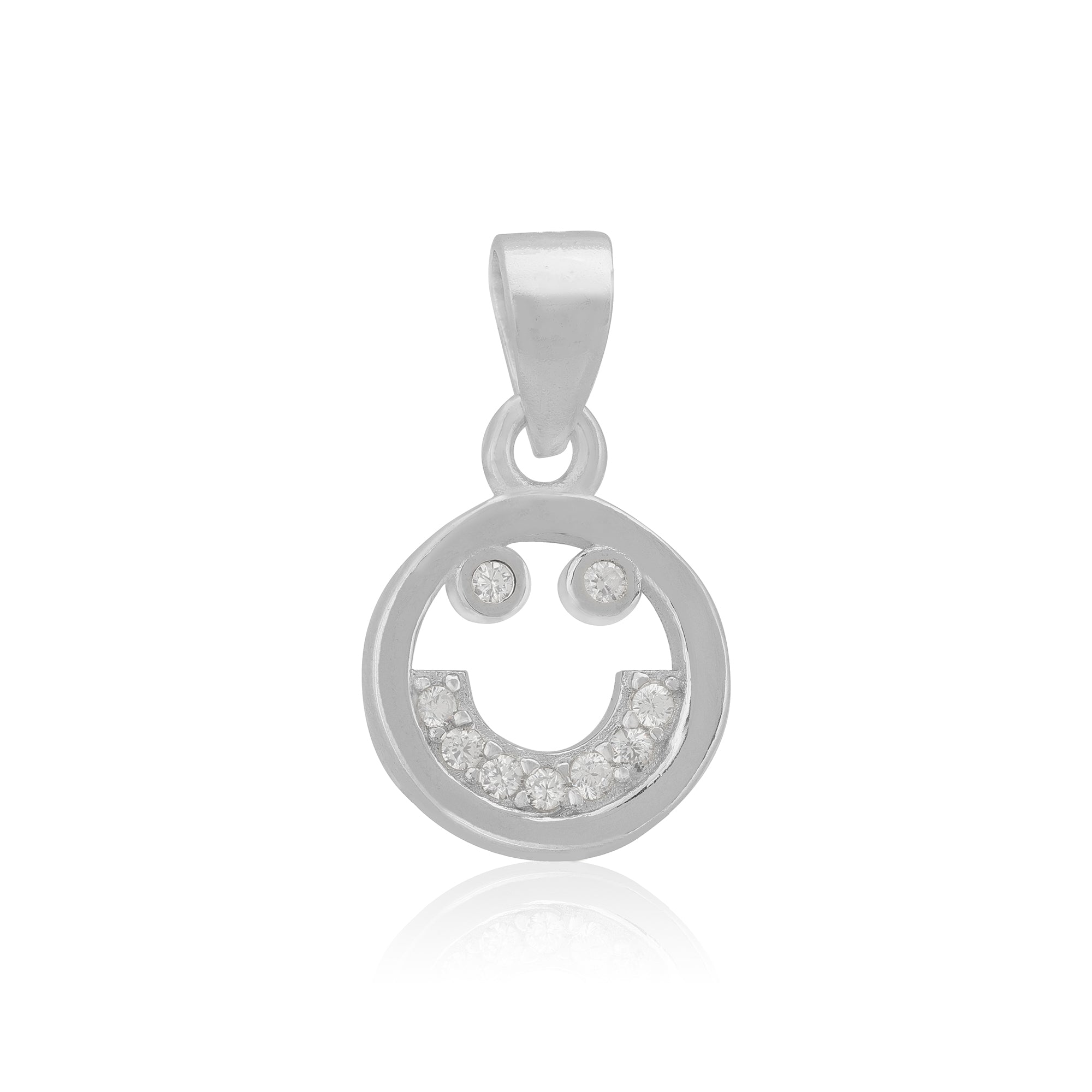 925 Sterling Silver Smiley Emoji Rhodium Plated Pendants For Women