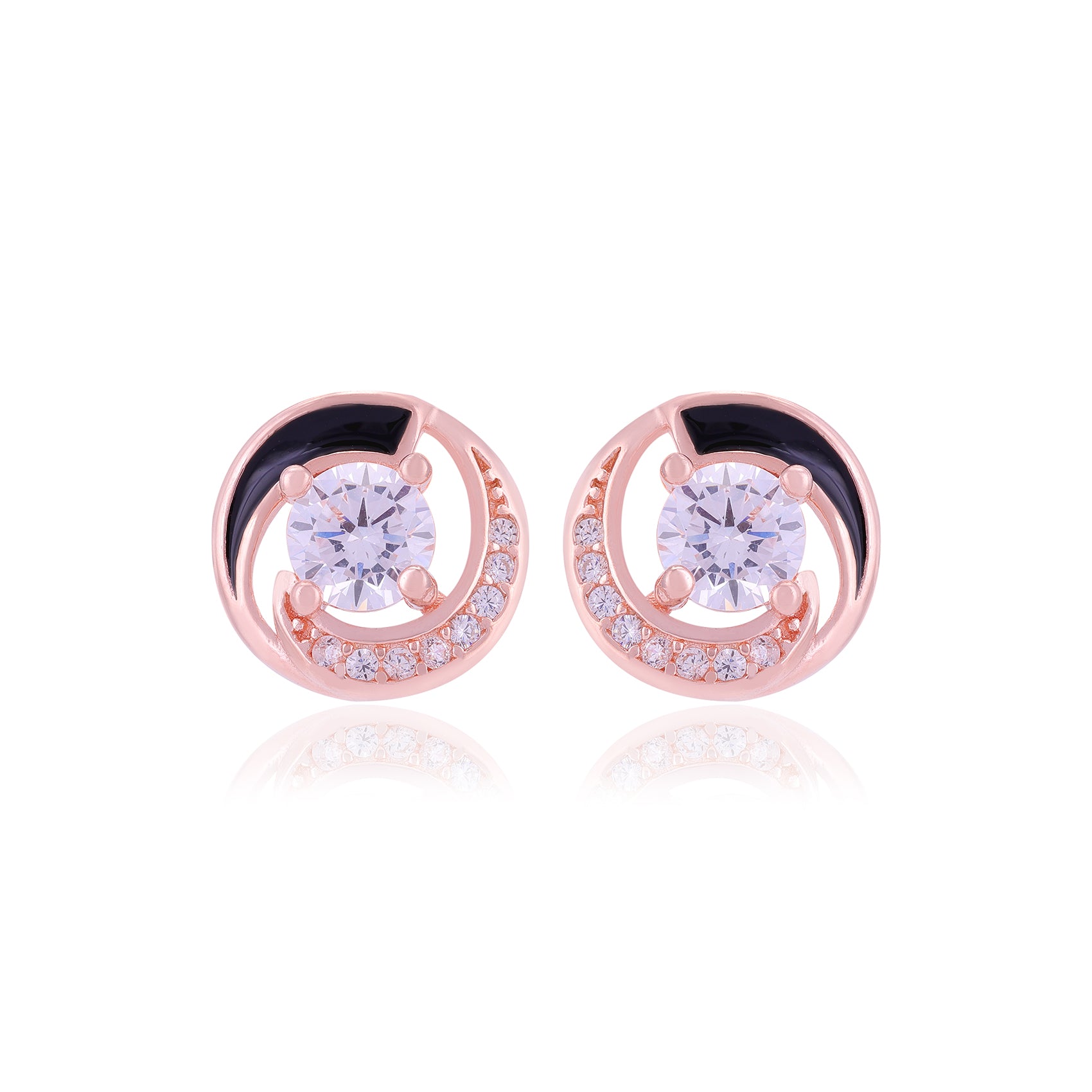 925 Sterling Silver Solitary Stone Enamel Infused Earrings For Women