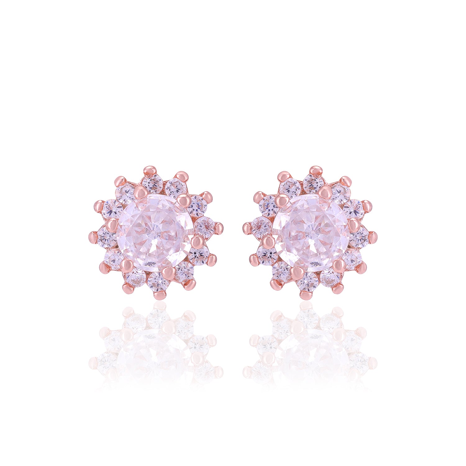 925 Sterling Silver Sparkle Flower Earrings For Women