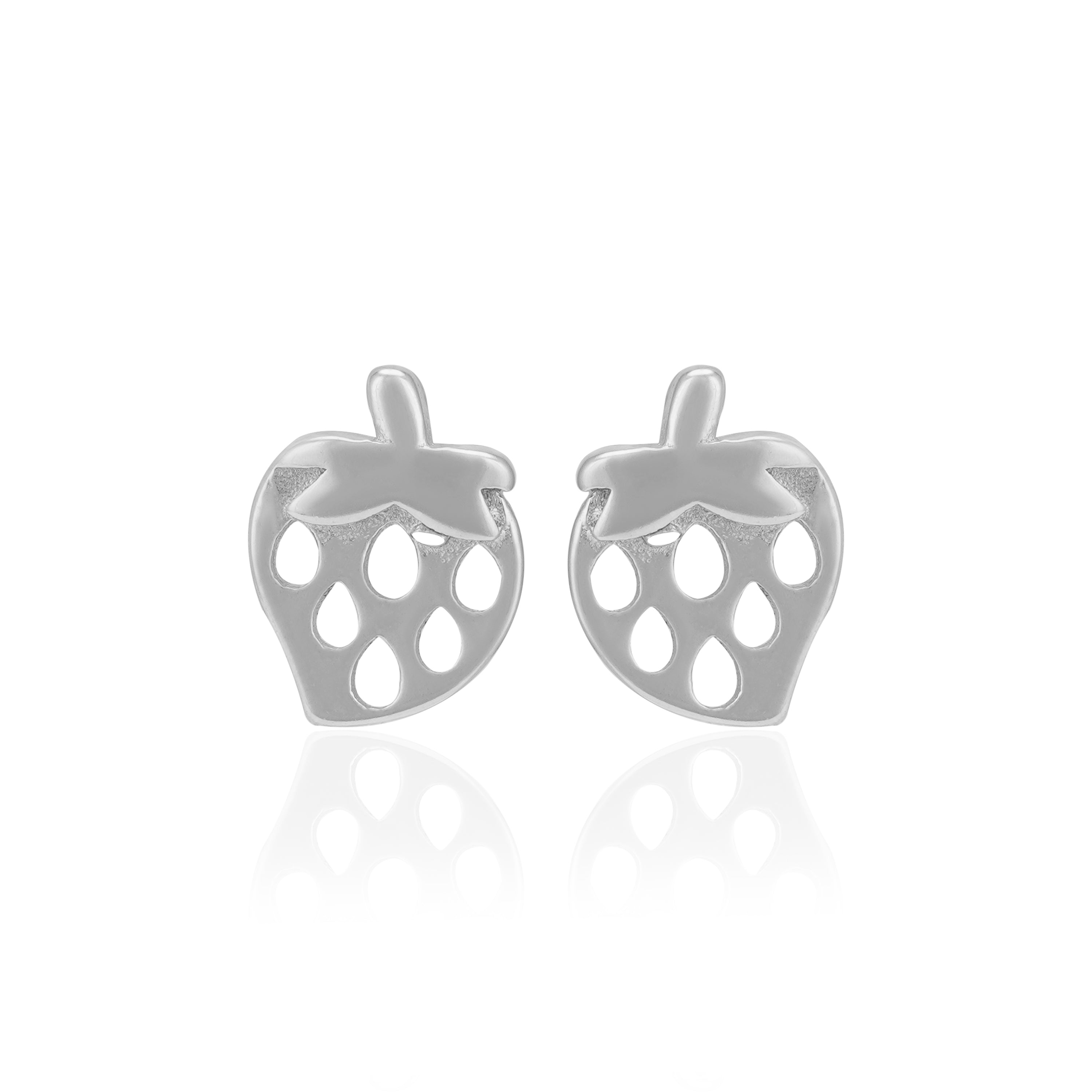 925 Sterling Silver Strawberry Pop Rhodium Plated Earrings For Women