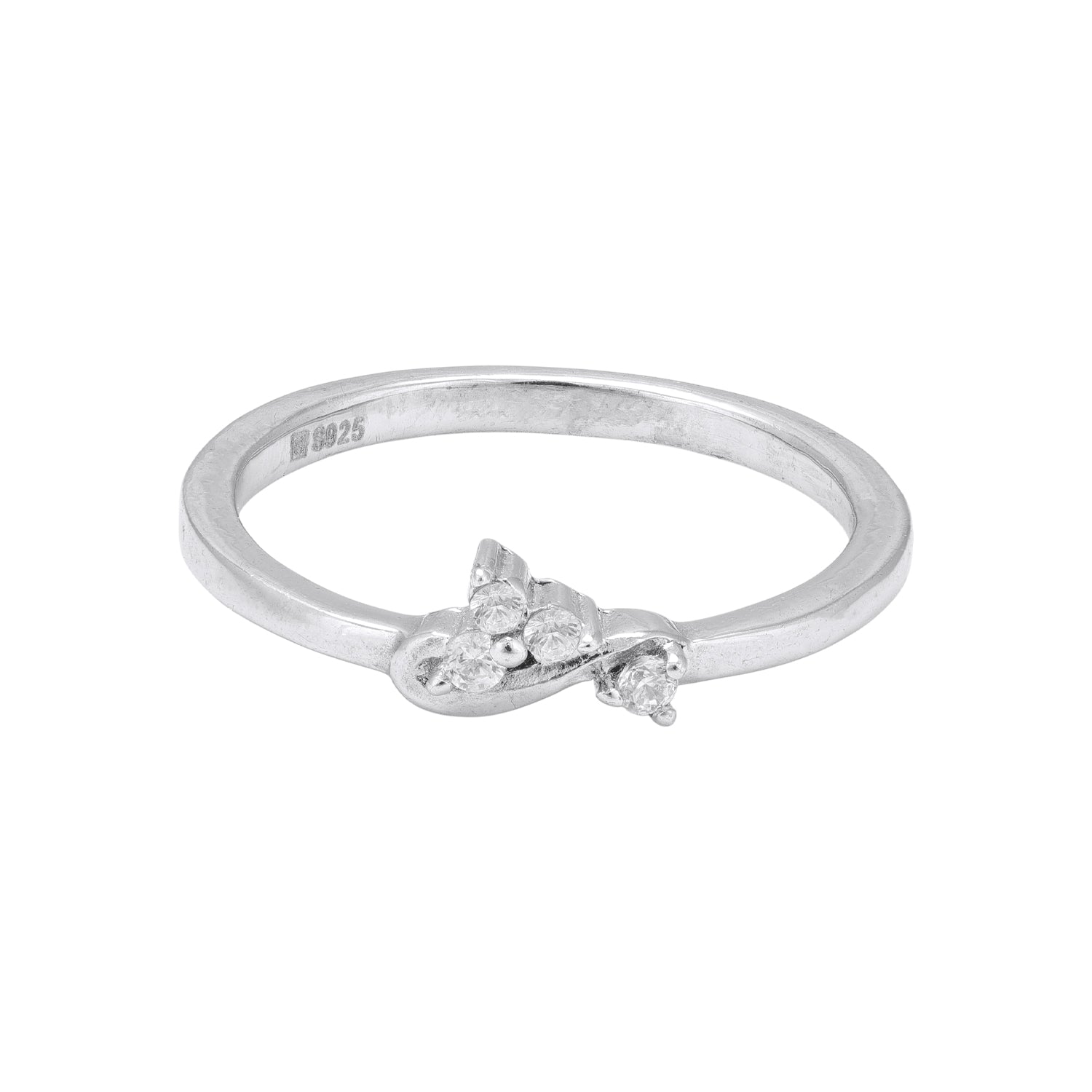 925 Sterling Silver Subtle Cluster Twist Ring Minimal Sparkle Ring for Women