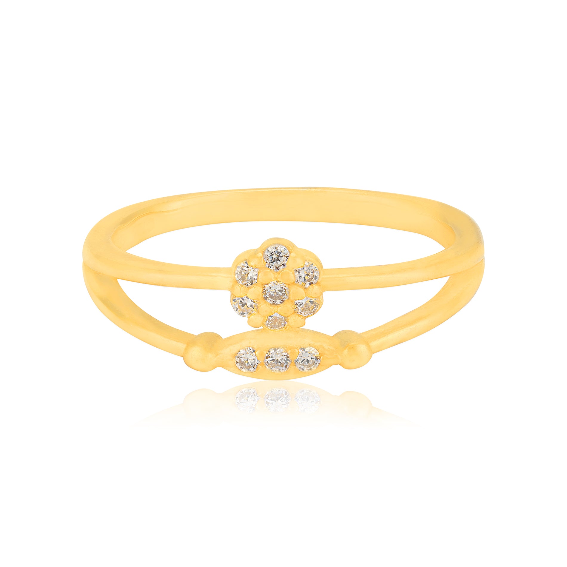 925 Sterling Silver Sunlit Petal Cluster Gold Plated Statement Ring for Women
