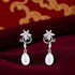 925 Sterling Silver Swirl Bloom Pearl Drop Earrings for Women