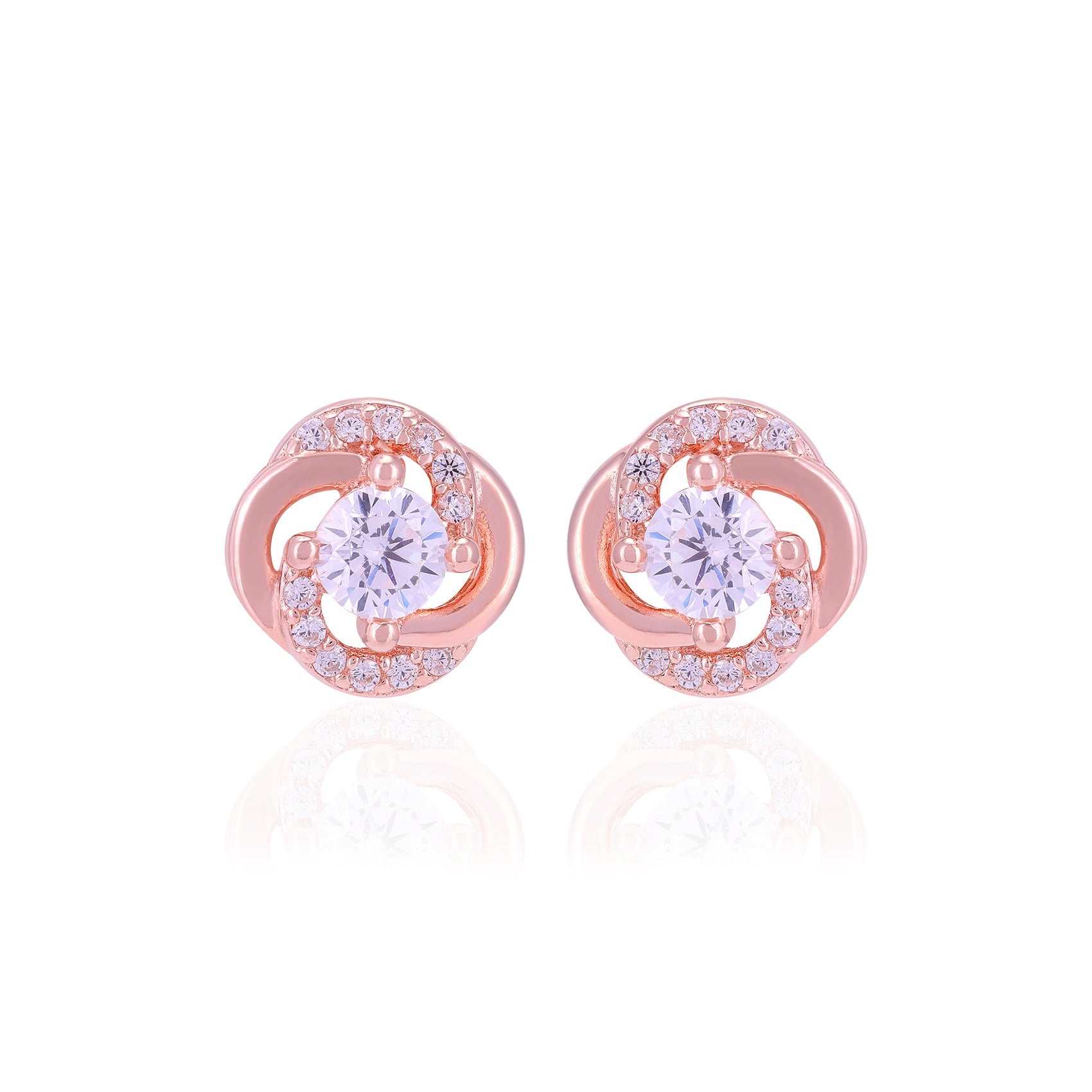 925 Sterling Silver Swirl Wrapped Sleek Stone Earrings For Women