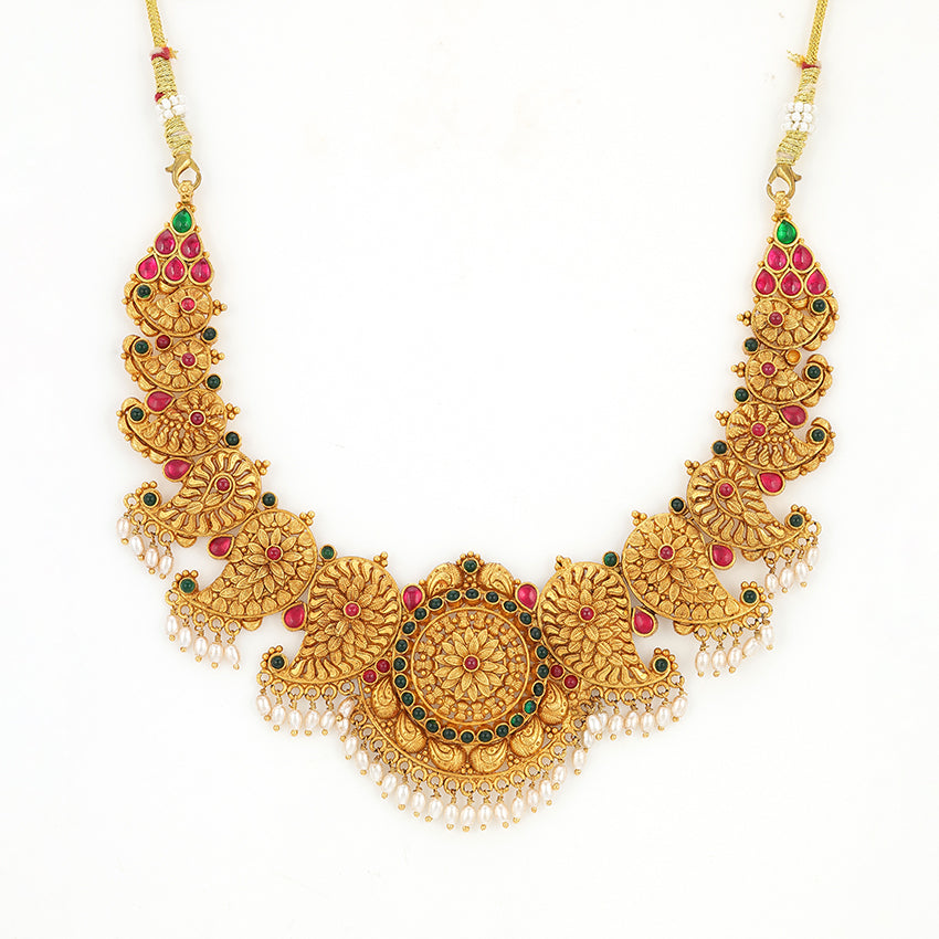925 Sterling Silver Temple Radiance Mango Crest Necklace For Women