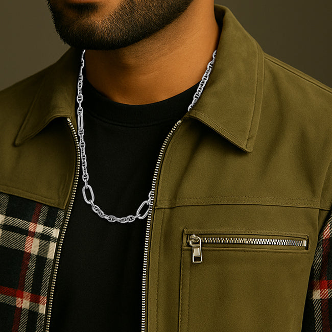 925 Sterling Silver Titan Halo Link Chain for Men