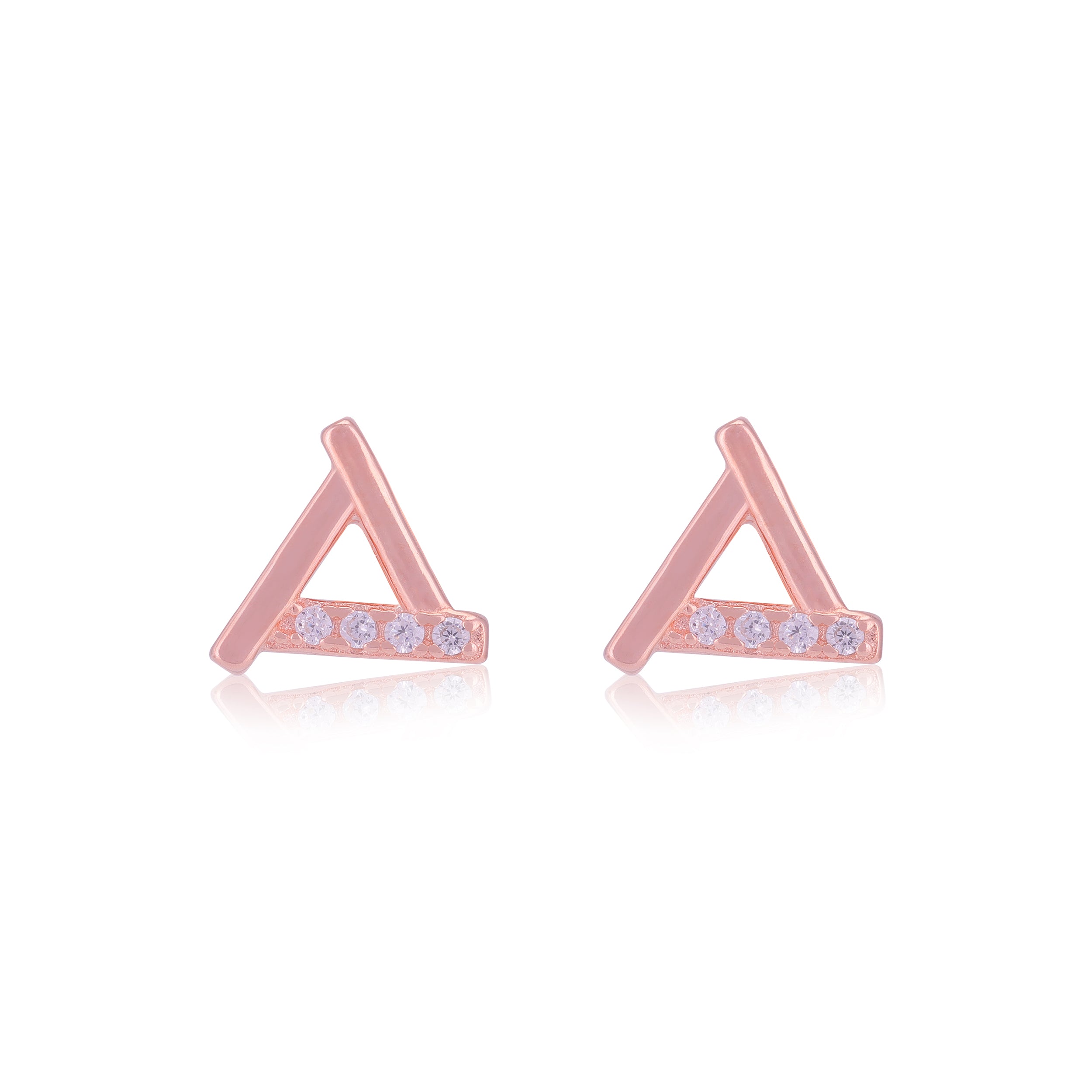 925 Sterling Silver Triangular shape One Side Stoned Earrings For Women