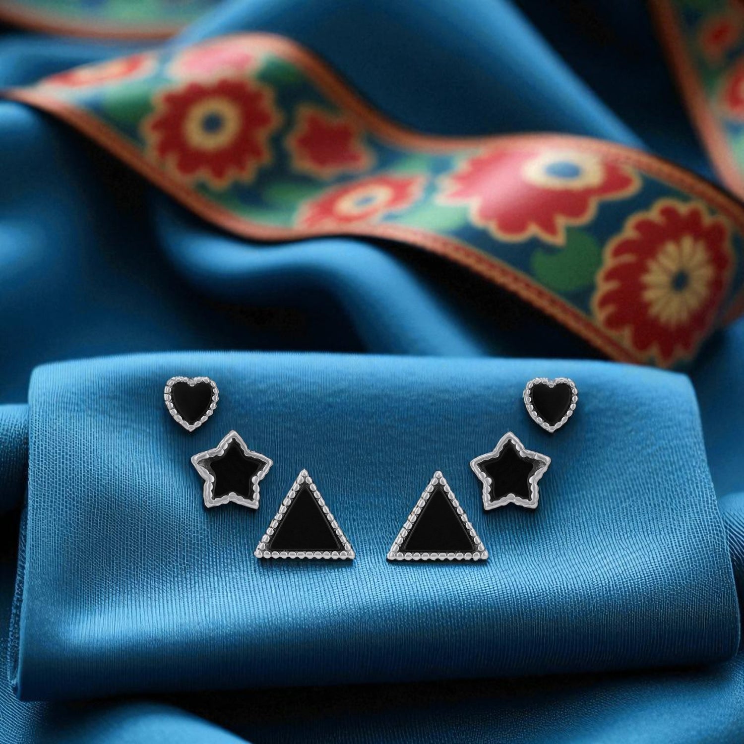 925 Sterling Silver Trio Aura Forge Earrings Set For Women