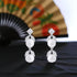 925 Sterling Silver Twin Pearl Drop Marquise Crystal Accents Earrings for Women