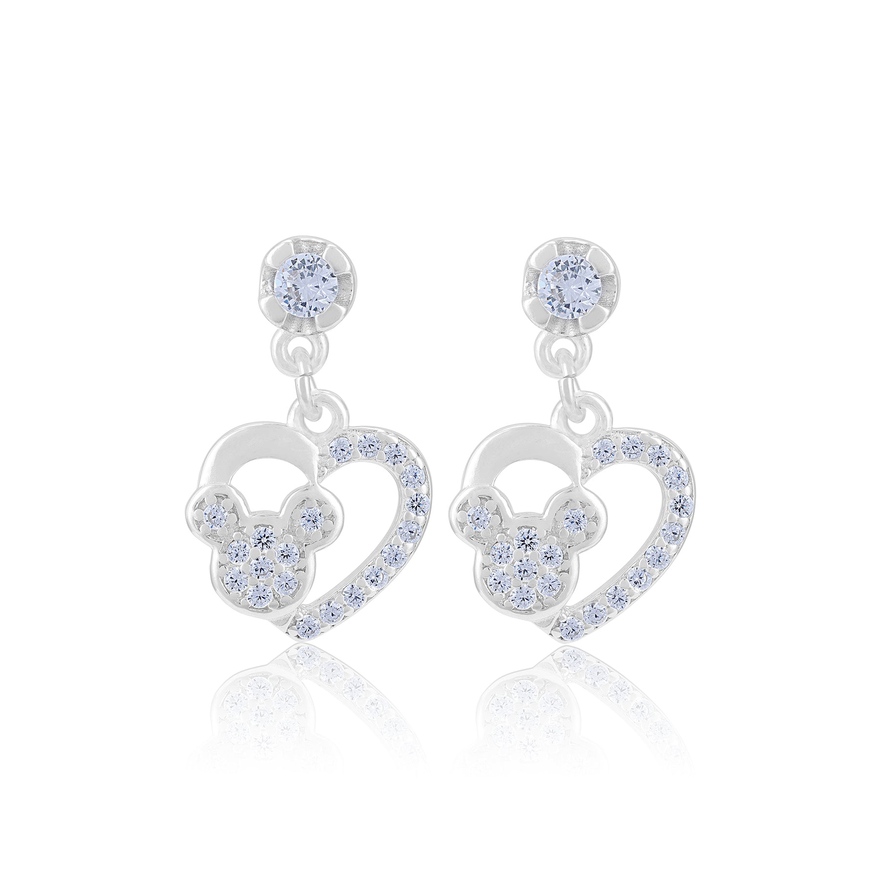 925 Sterling Silver Twinkle Teddy Rhodium Plated Earrings For Women