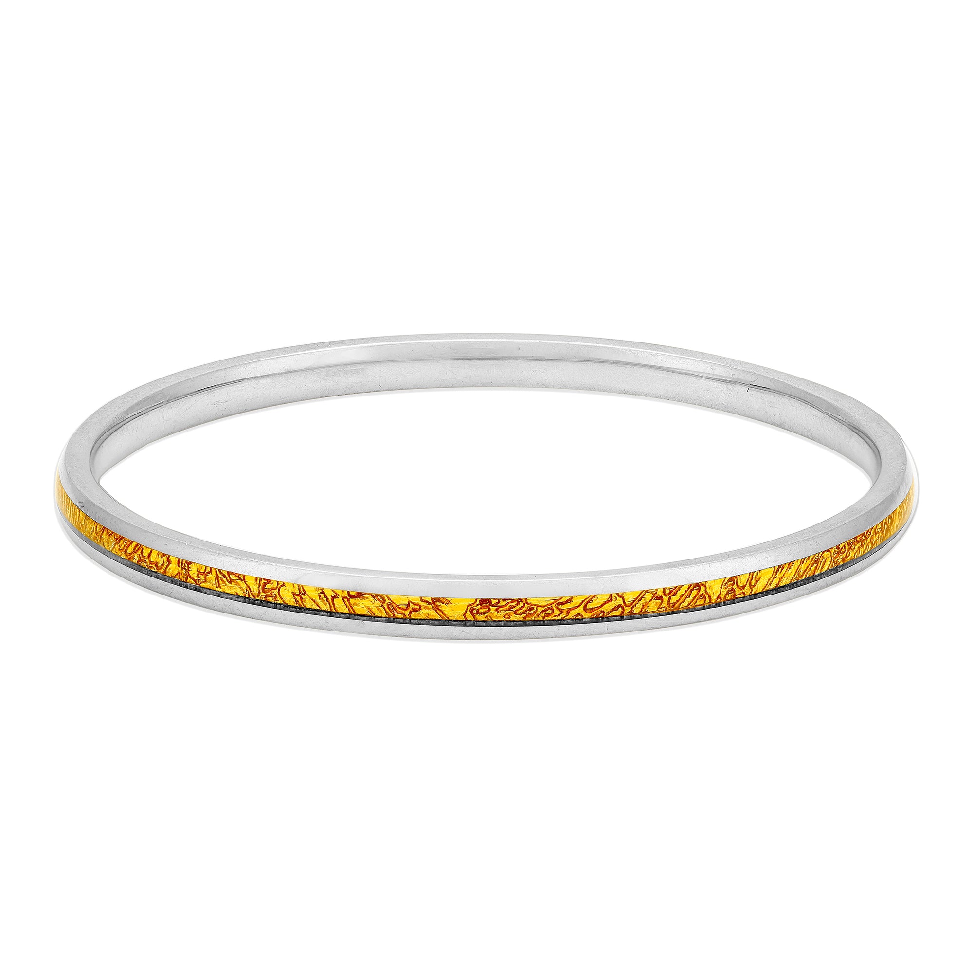 925 Sterling Silver Two Tone Golden Layered Centered Bangles For Kids